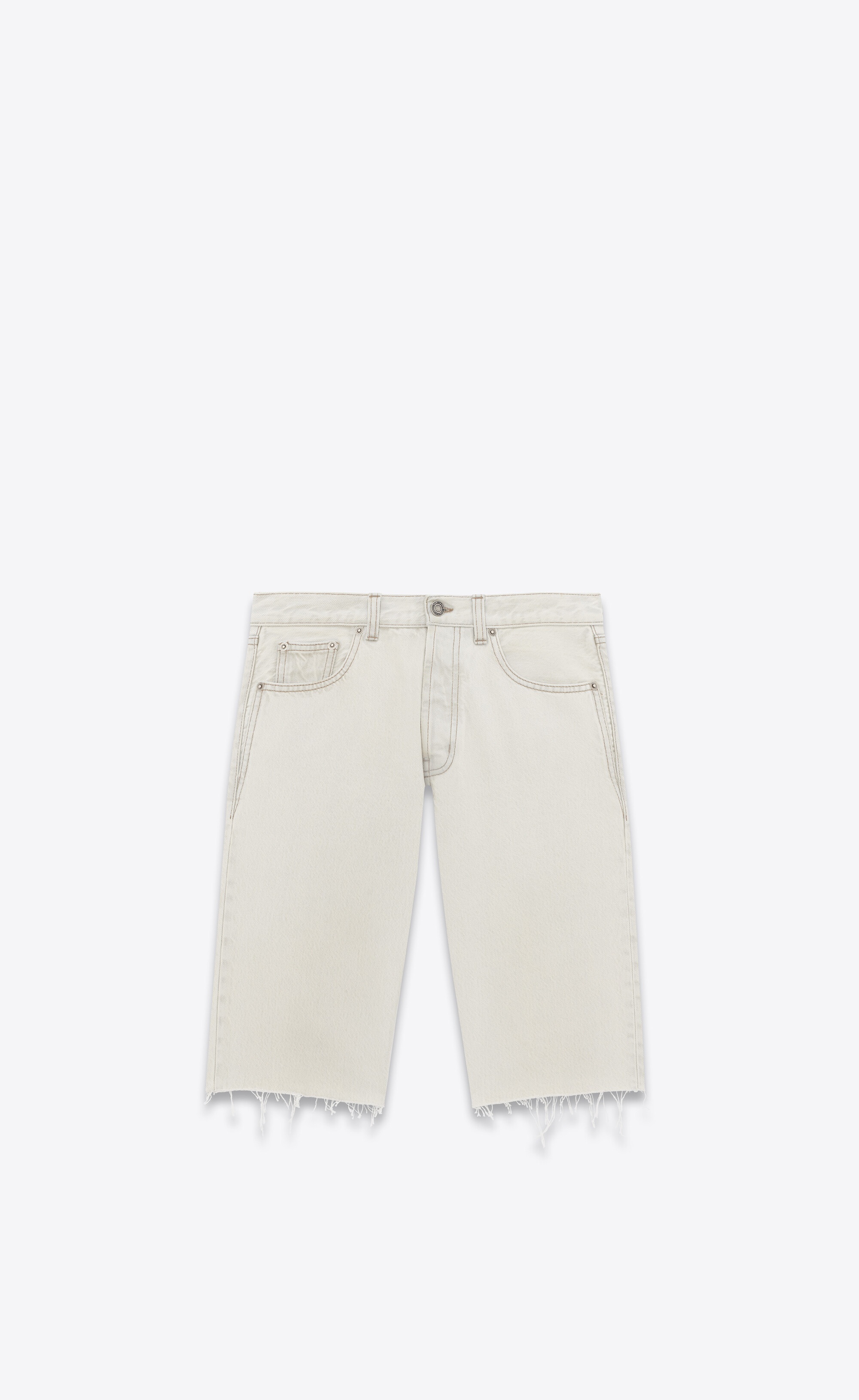 relaxed-fit shorts in grey bleach white denim - 1