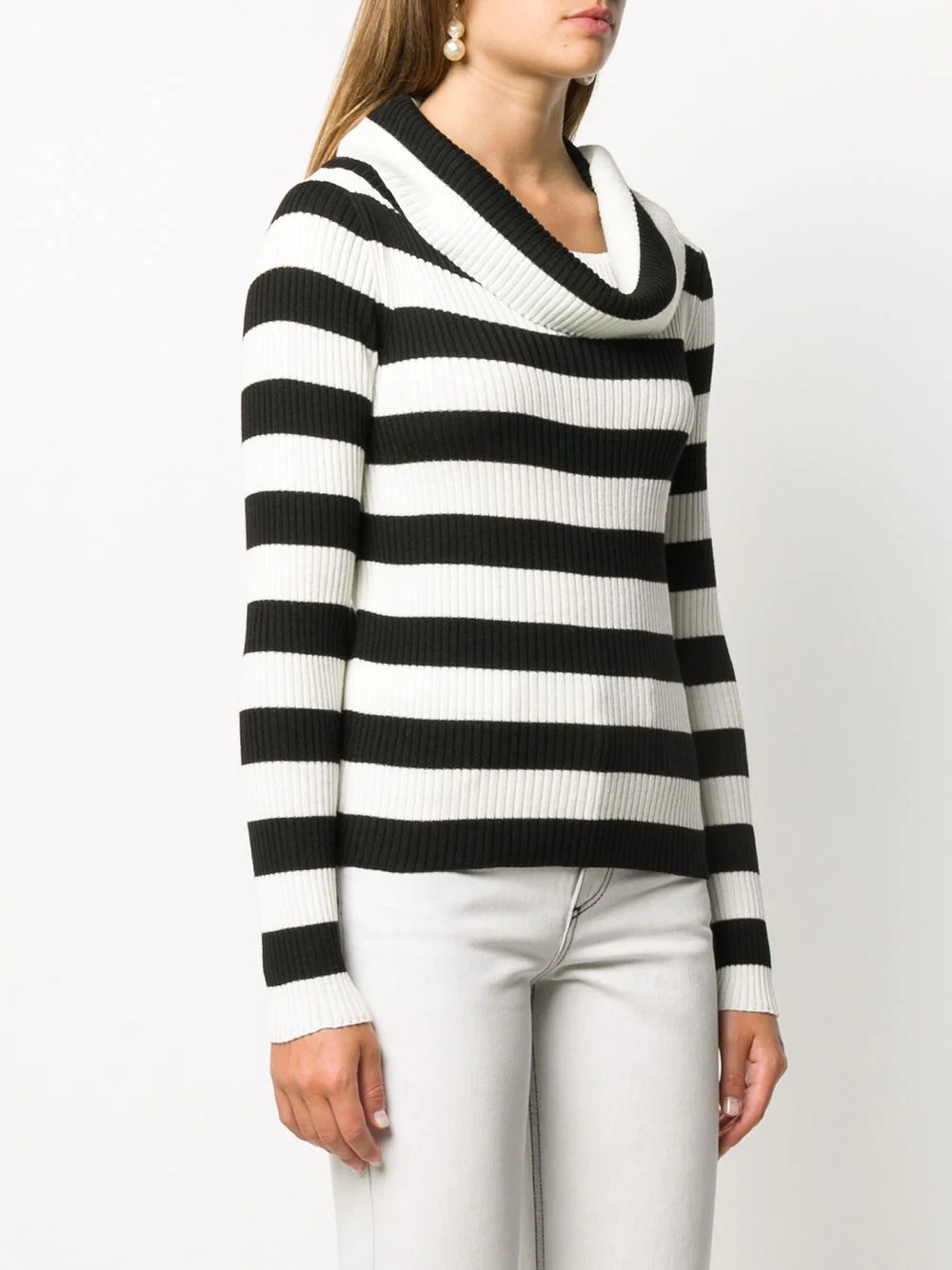 cowl-neck striped jumper - 3