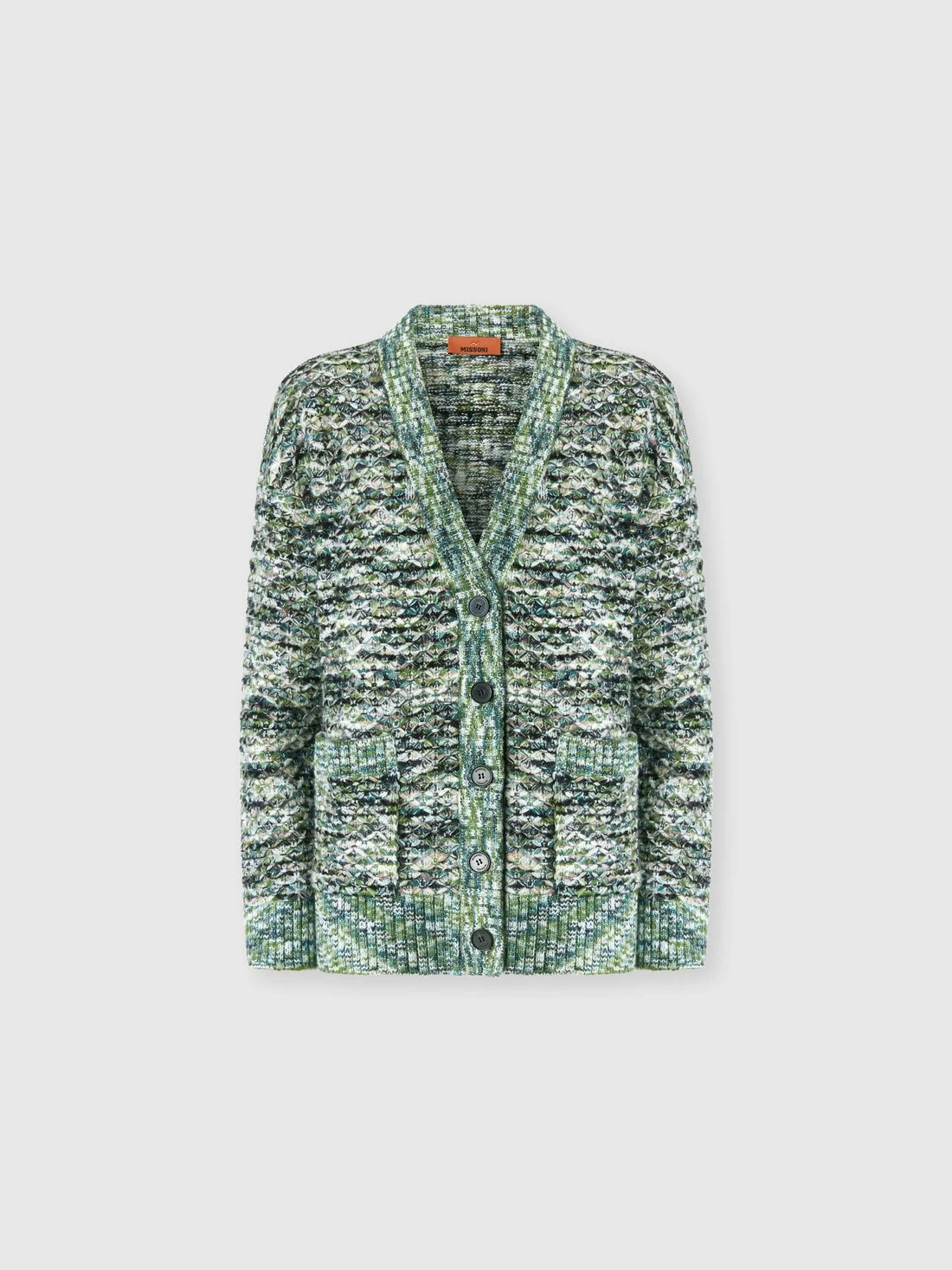 Oversized cardigan with patch pockets and 3D construction - 1