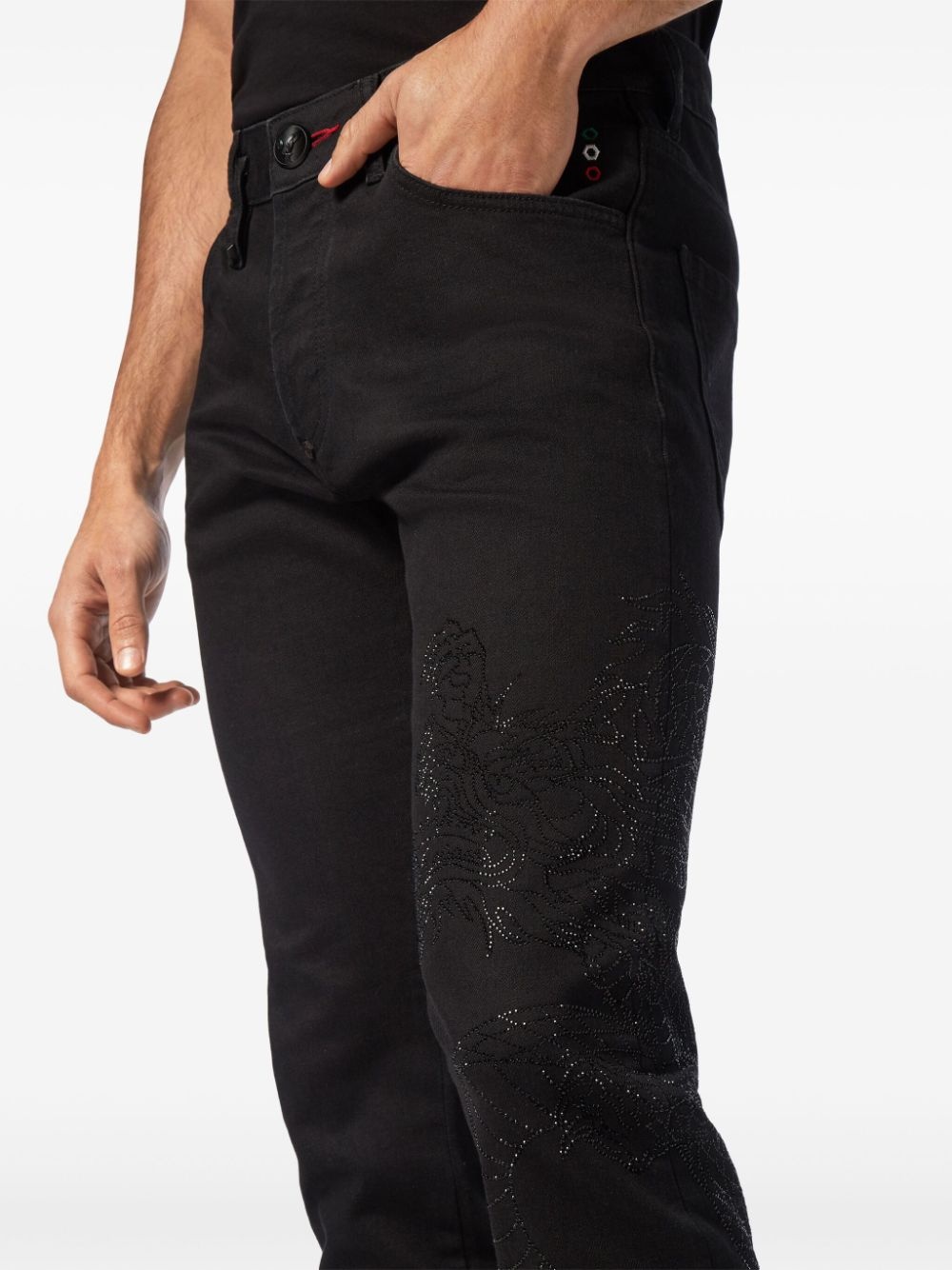 dragon-embellished jeans - 5