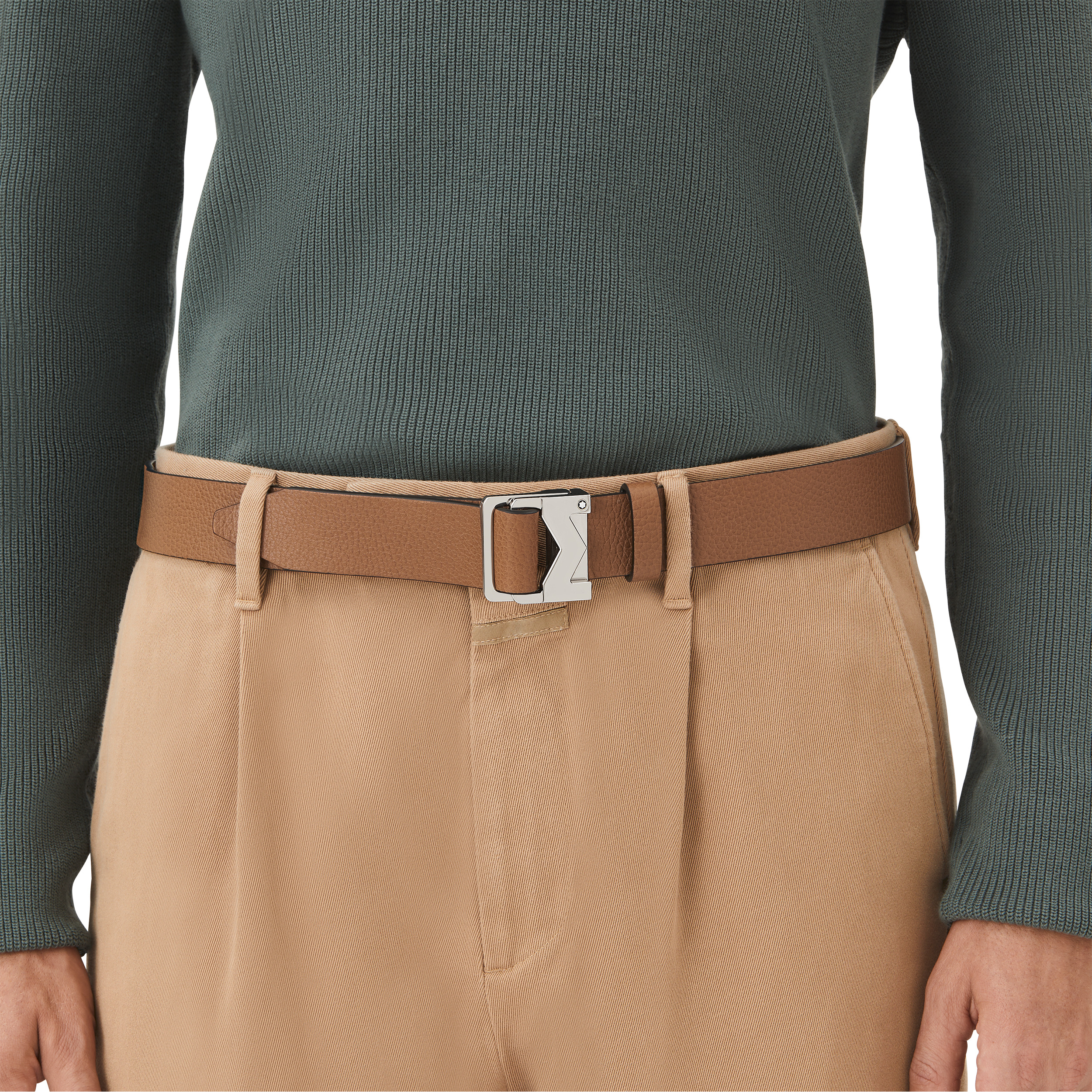Grainy caramel 35mm leather belt - 2