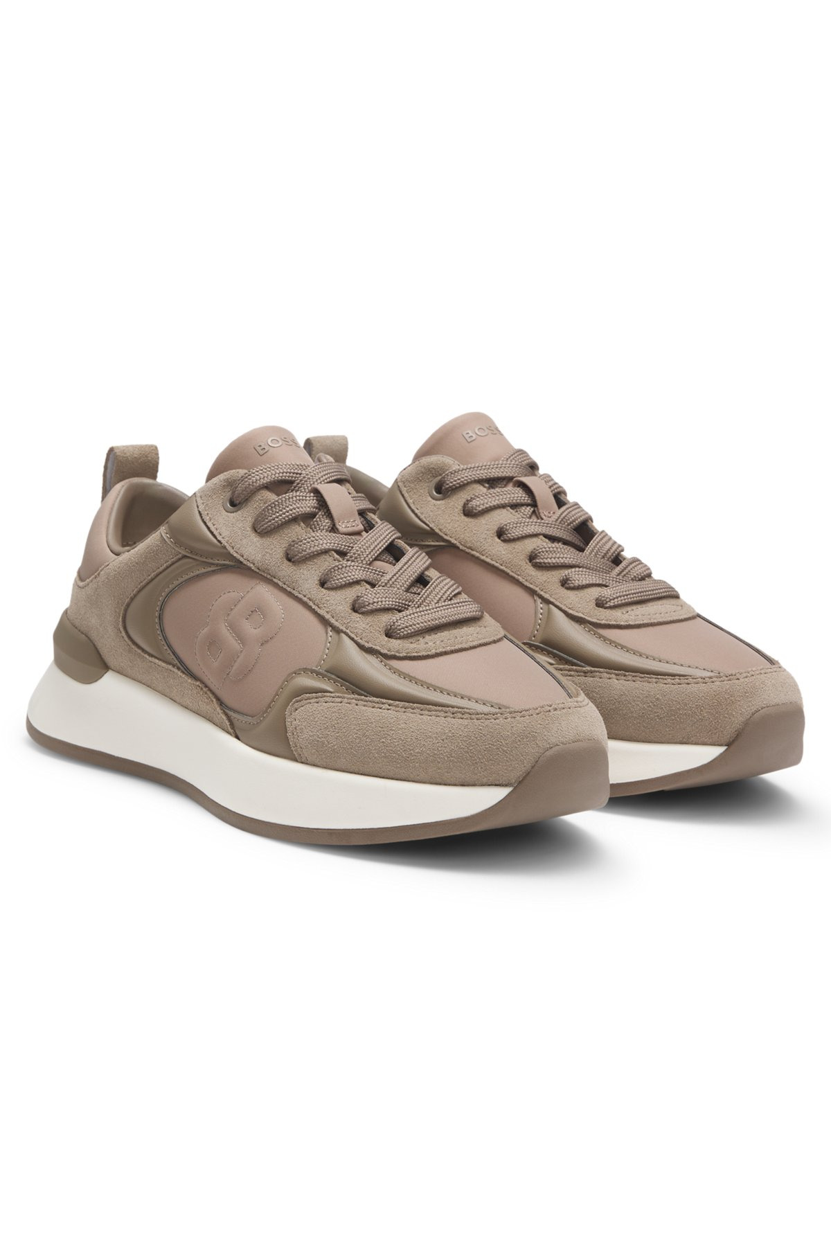 SUEDE-TRIM TRAINERS WITH DOUBLE B MONOGRAM - 2