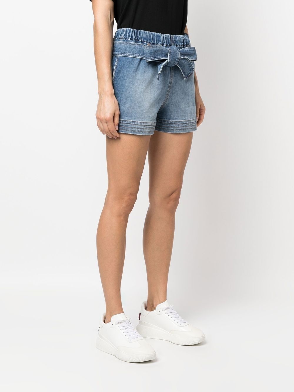 tie-waist denim shorts - 3