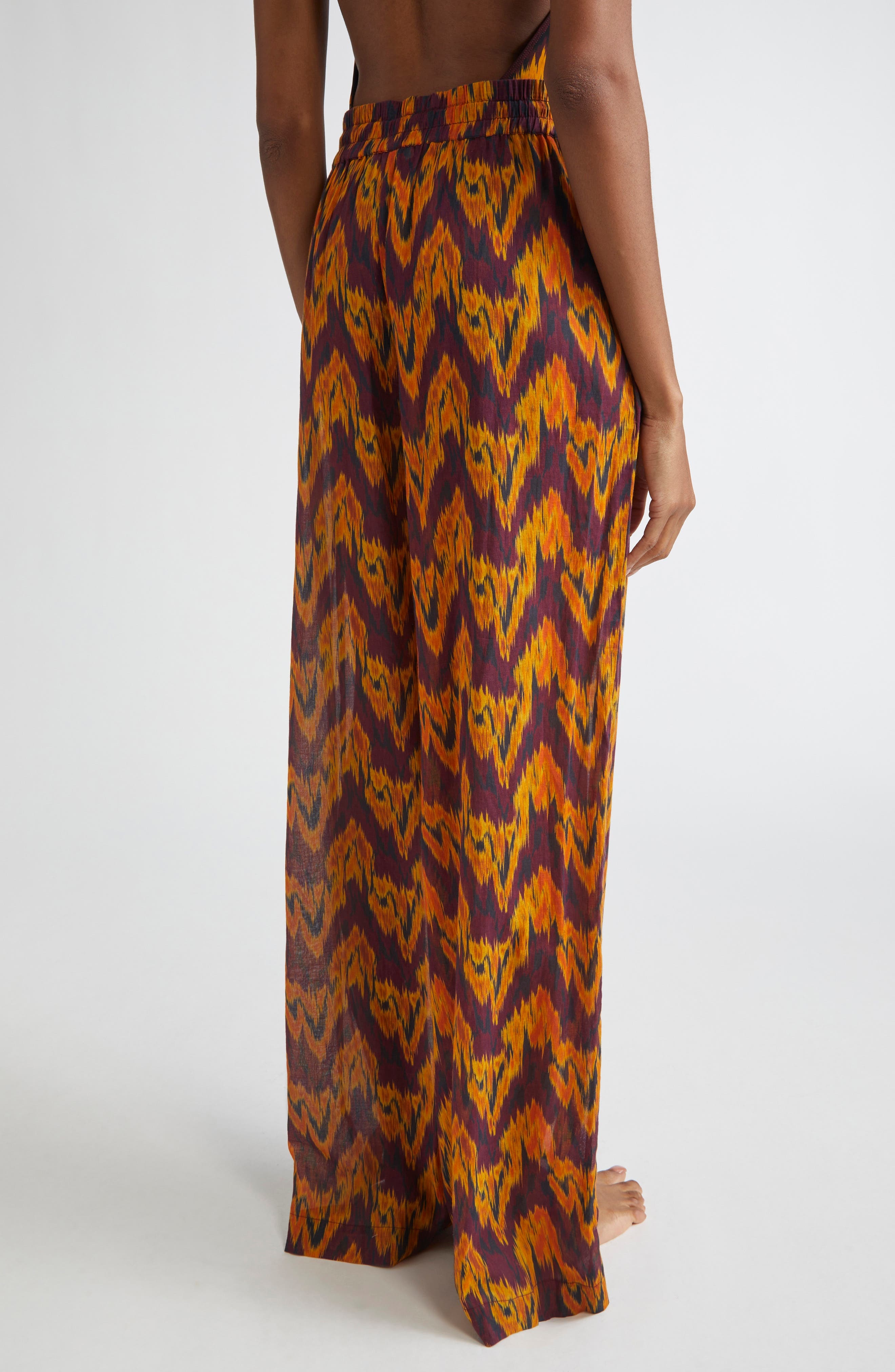 Ulla Johnson Azra Print Wide Leg Cover-Up Pants in Terra at Nordstrom - 3