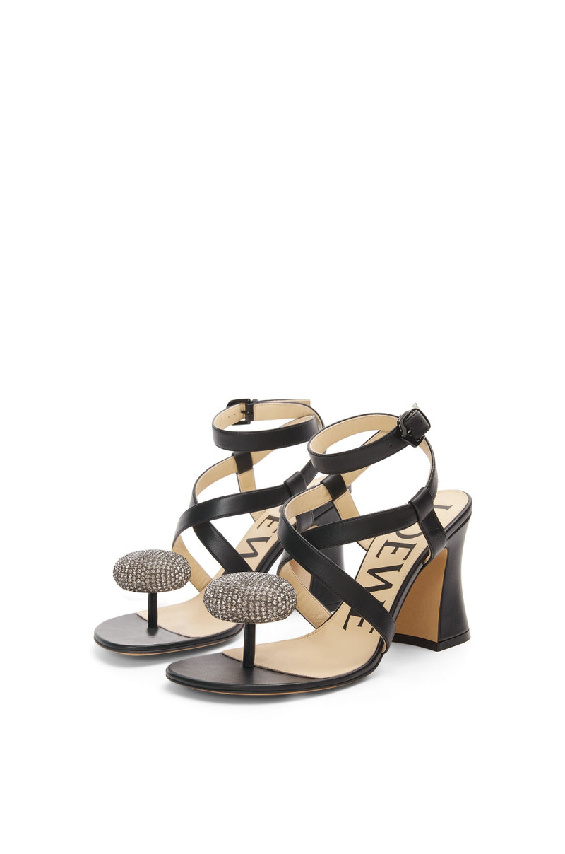 Loewe Calle Pebble sandal in lambskin and rhinestones outlook