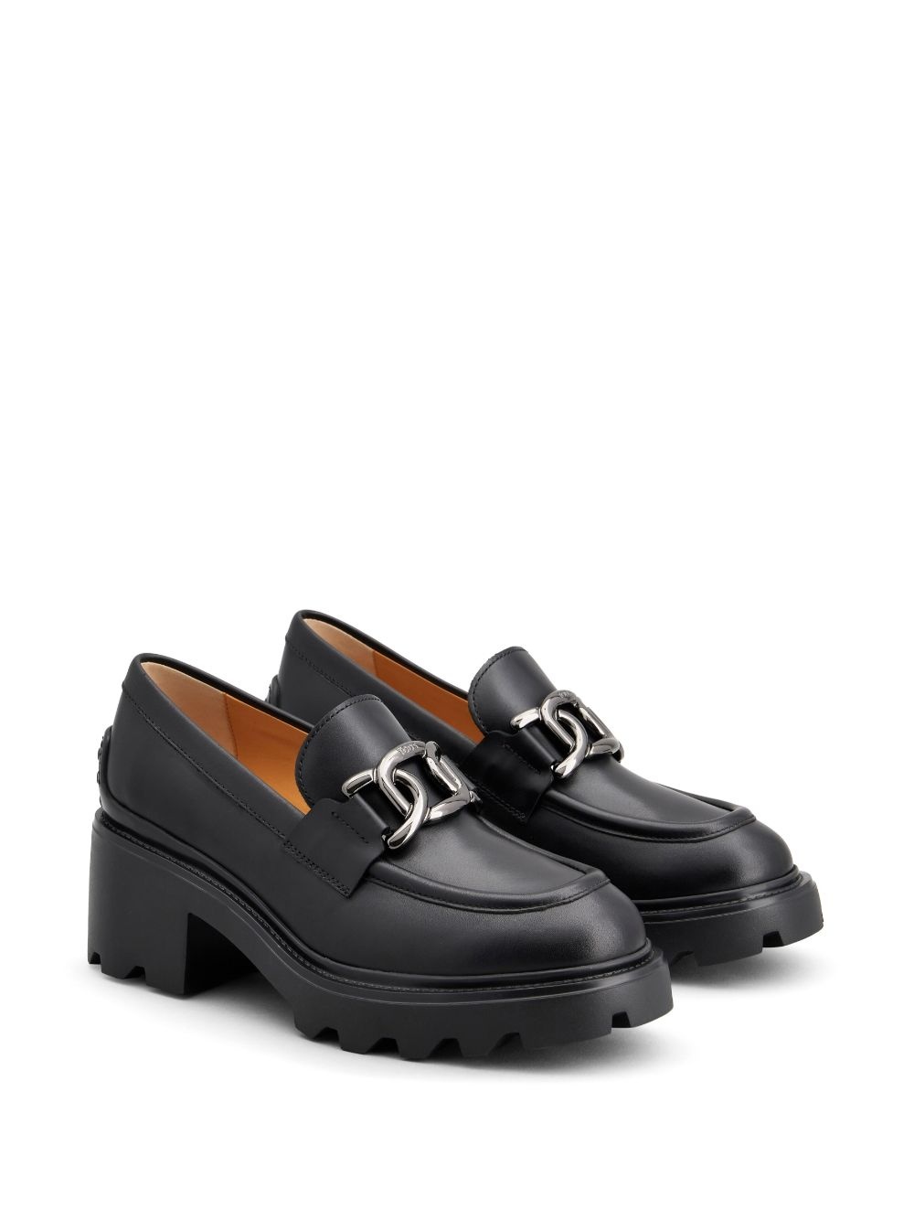 logo-buckle leather loafers - 2