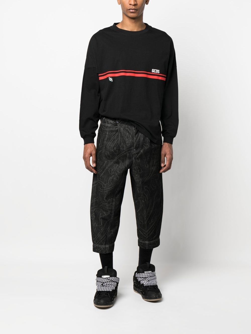 logo-print striped swatshirt - 2