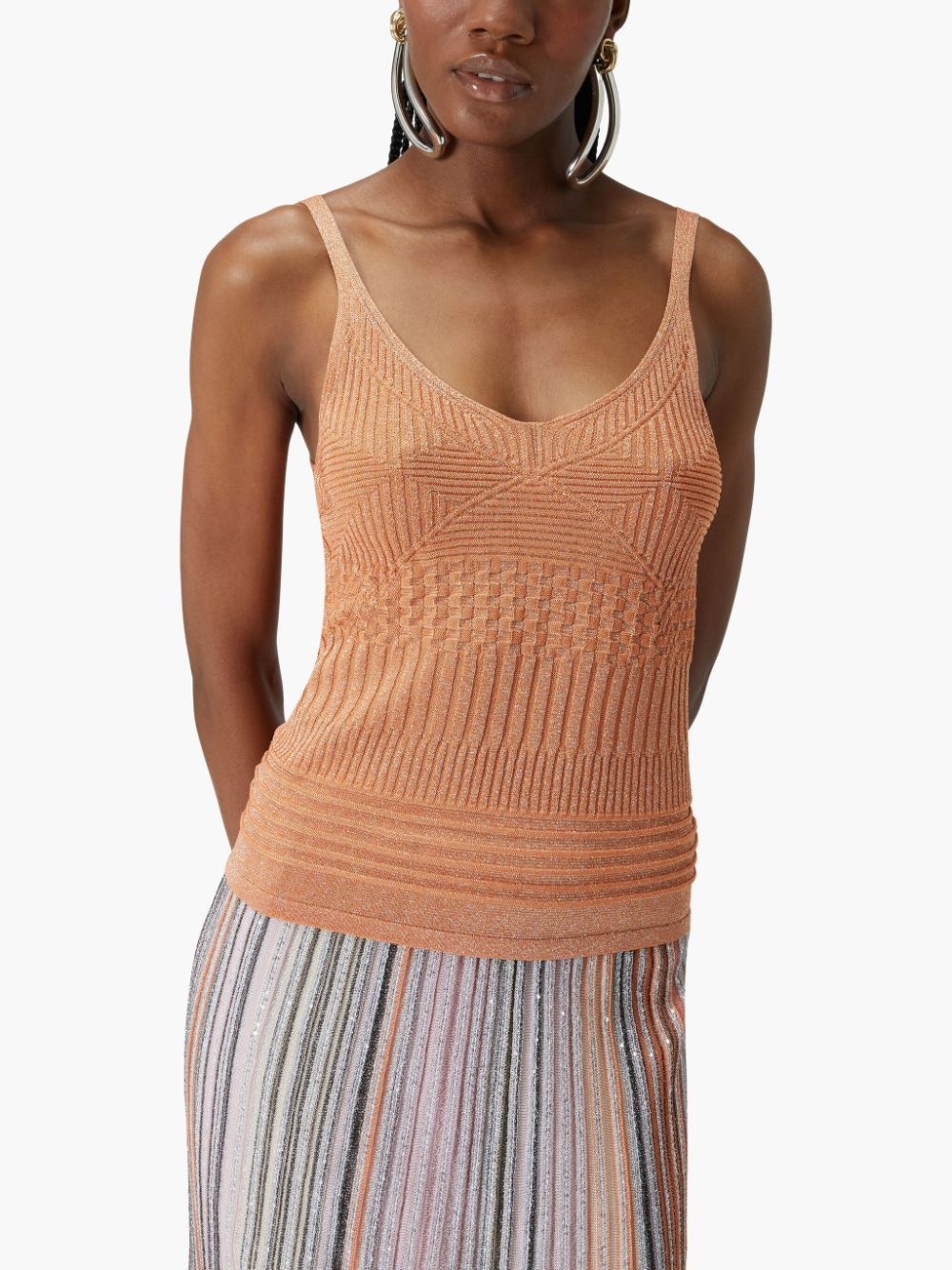 metallic knitted tank top - 4