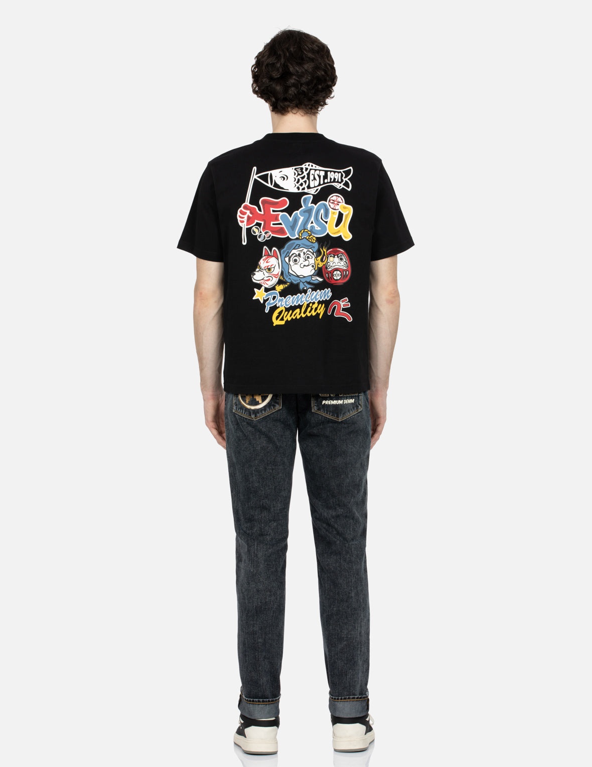 Fair Isle Pattern Kamon and Logo Print Carrot Fit Jeans #2017 - 5