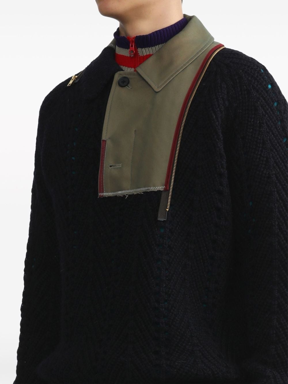patchwork pointelle-knit jumper - 5