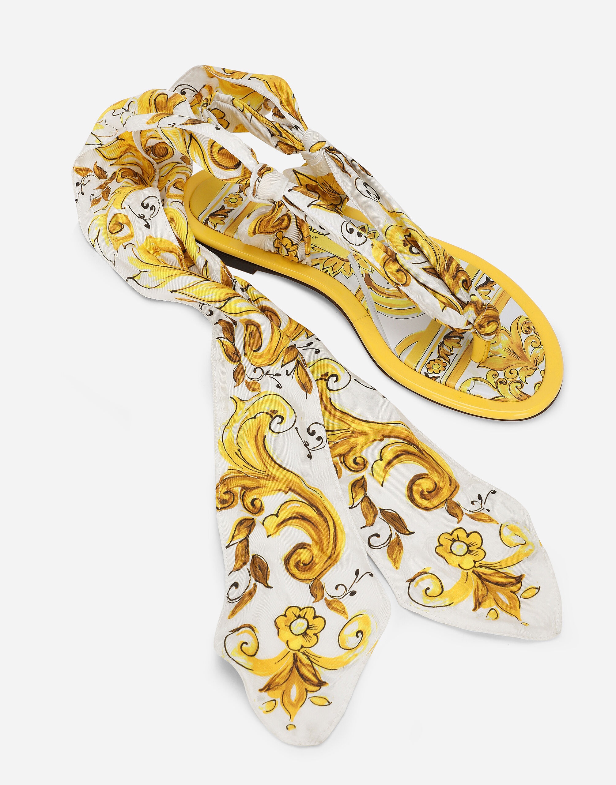 Printed silk twill thong sandals - 5