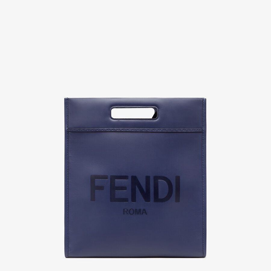 Blue leather shopper - 1