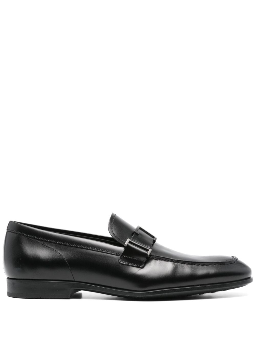 logo-plaque leather loafers - 1
