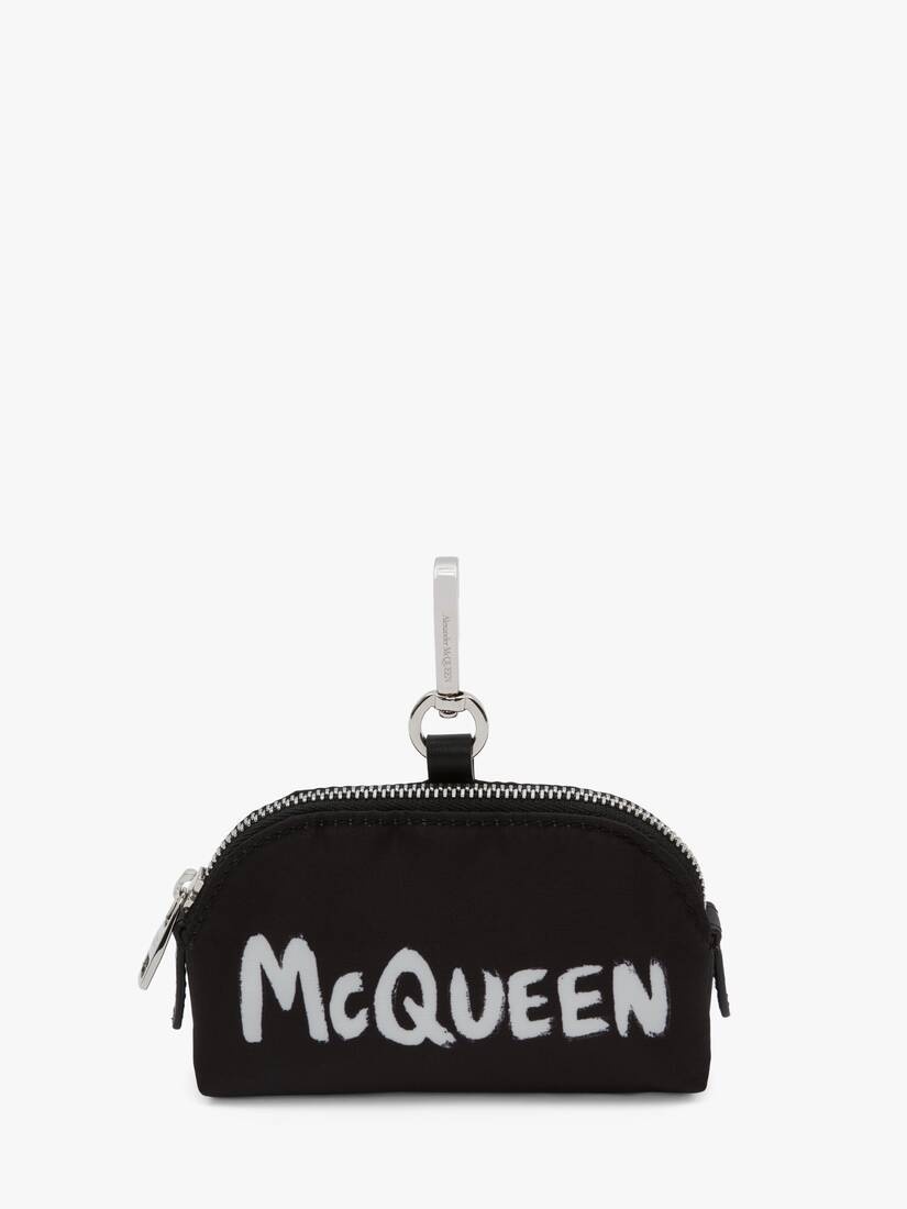 Mcqueen Graffiti Small Zip Pouch in Black/white - 1