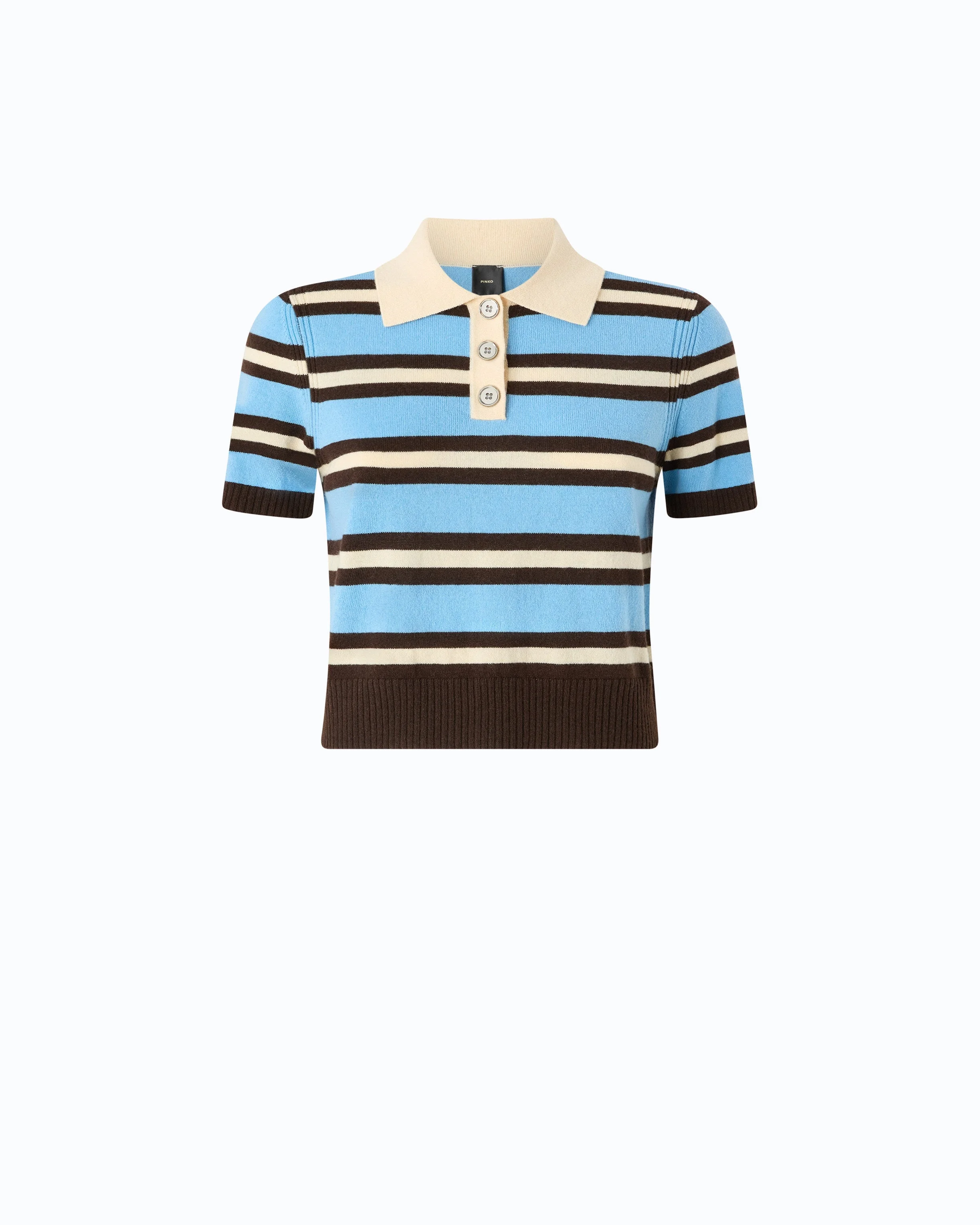 WOOL AND CASHMERE CROPPED POLO SHIRT - 1