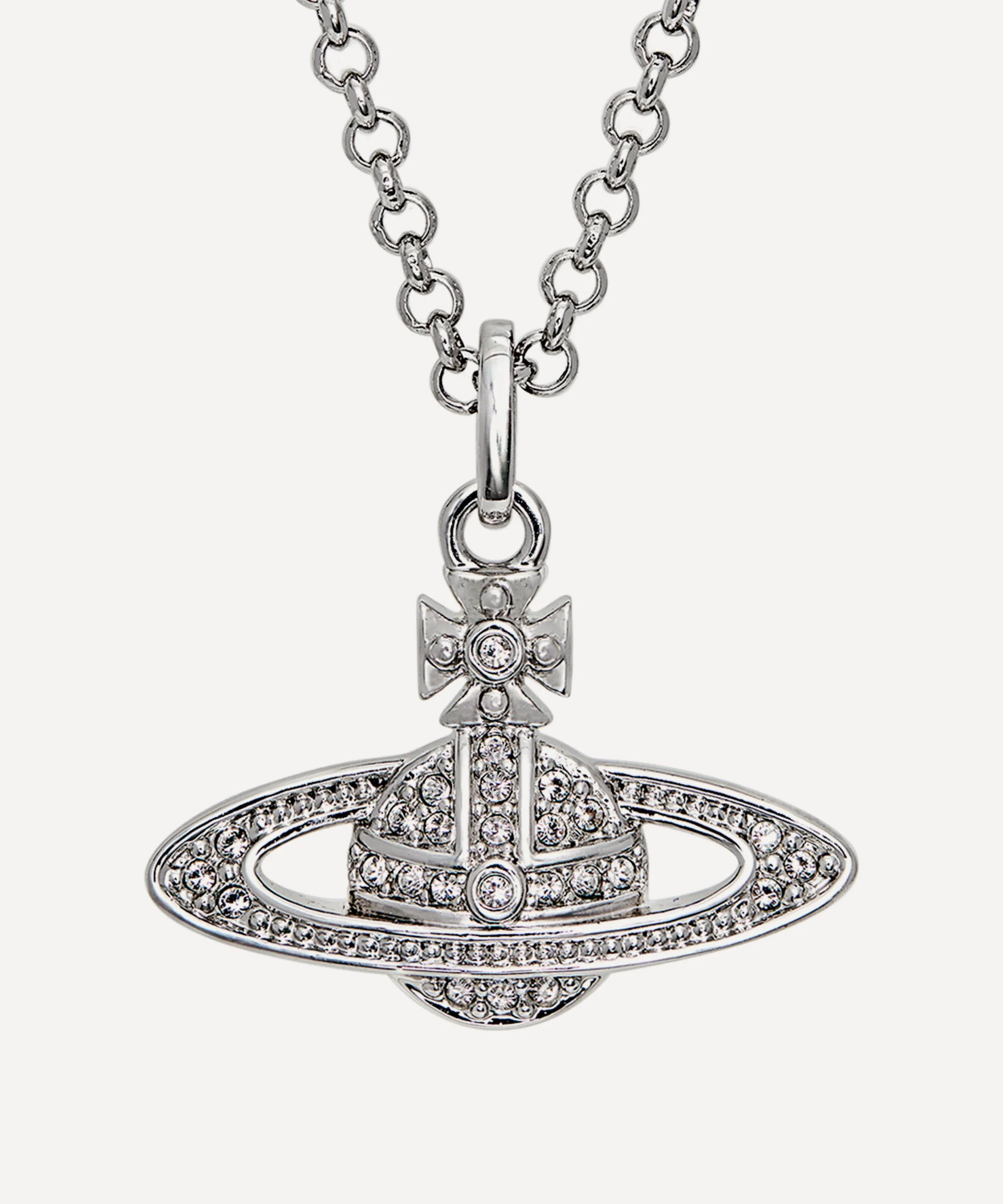 Platinum-Tone Mini Bas Relief Pendant Necklace - 1