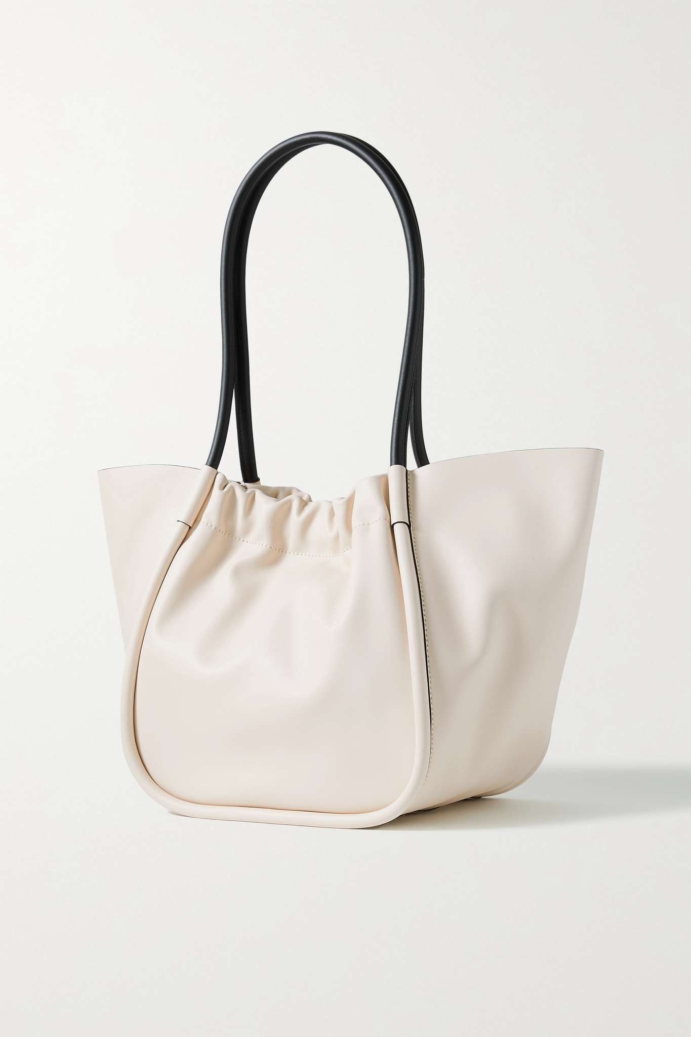 Ruched L two-tone leather tote - 3