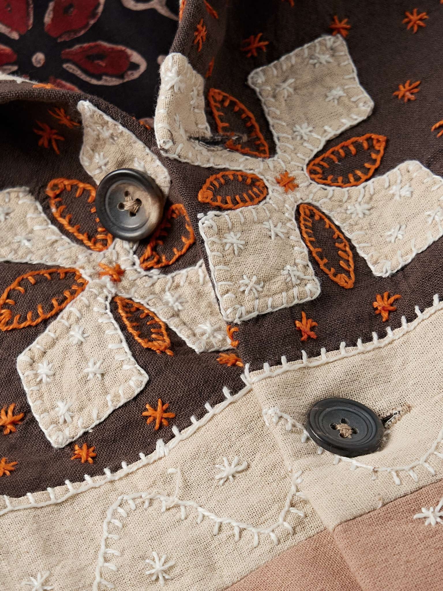 Embroidered Quilted Patchwork Cotton Jacket - 4