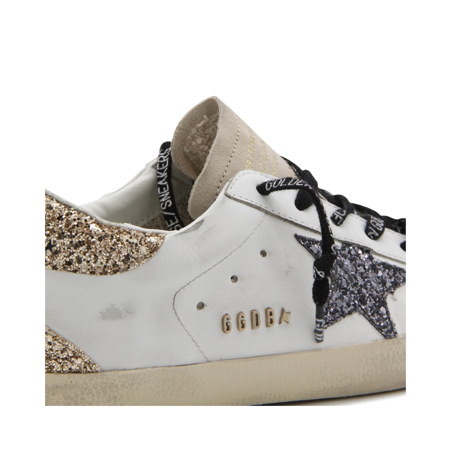 WHITE AND GOLD LEATHER SNEAKERS - 4