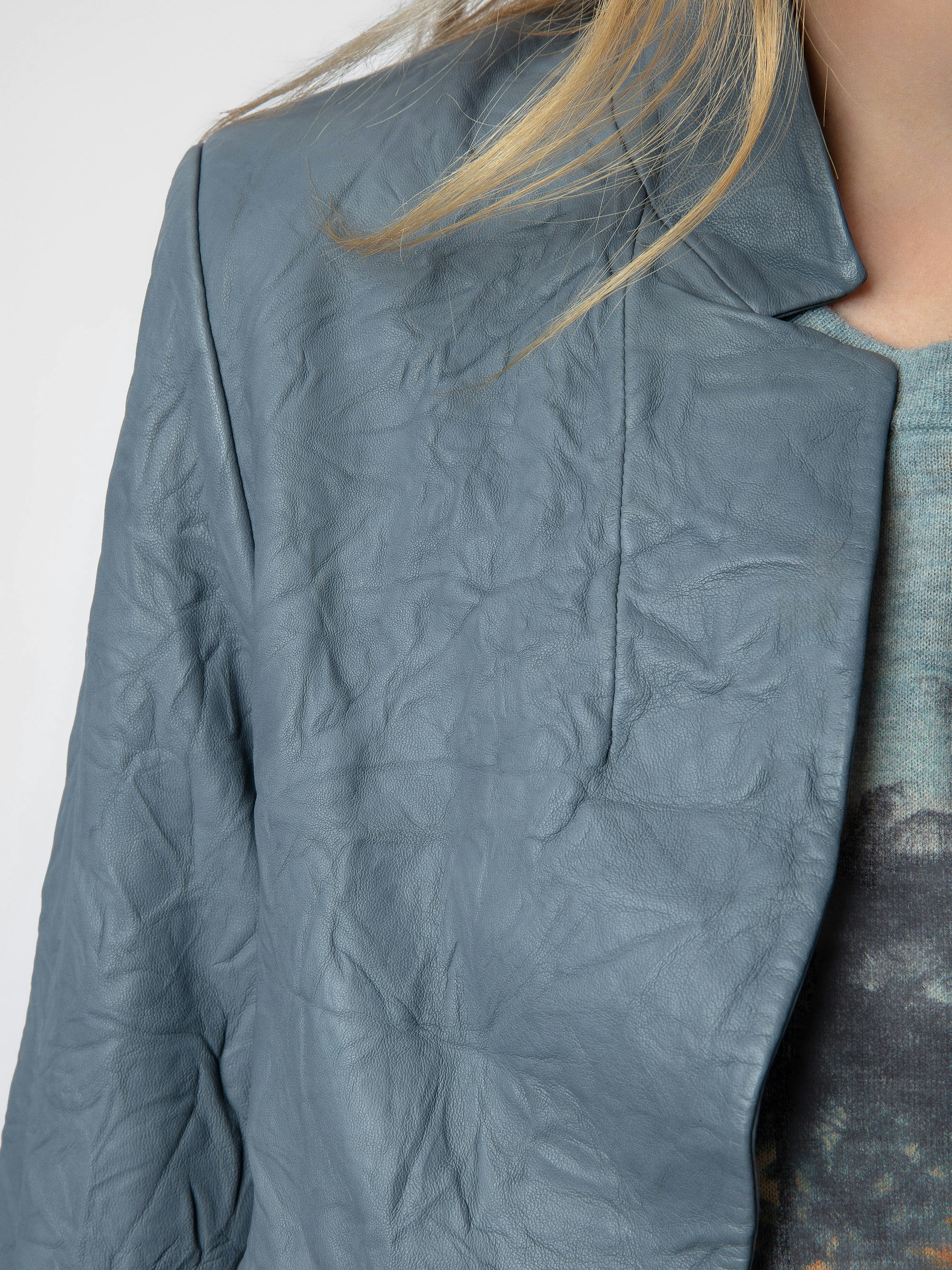 Verys Crinkled Leather Blazer - 4