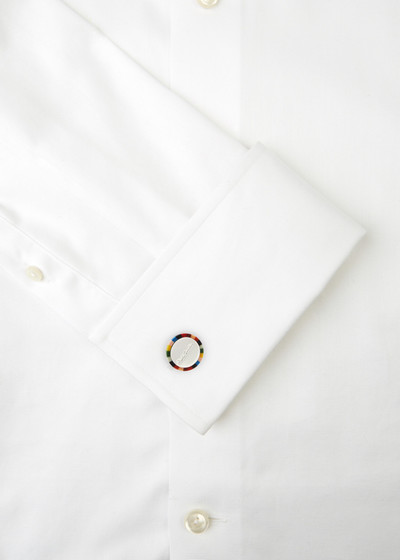 Paul Smith Striped logo-engraved cufflinks outlook