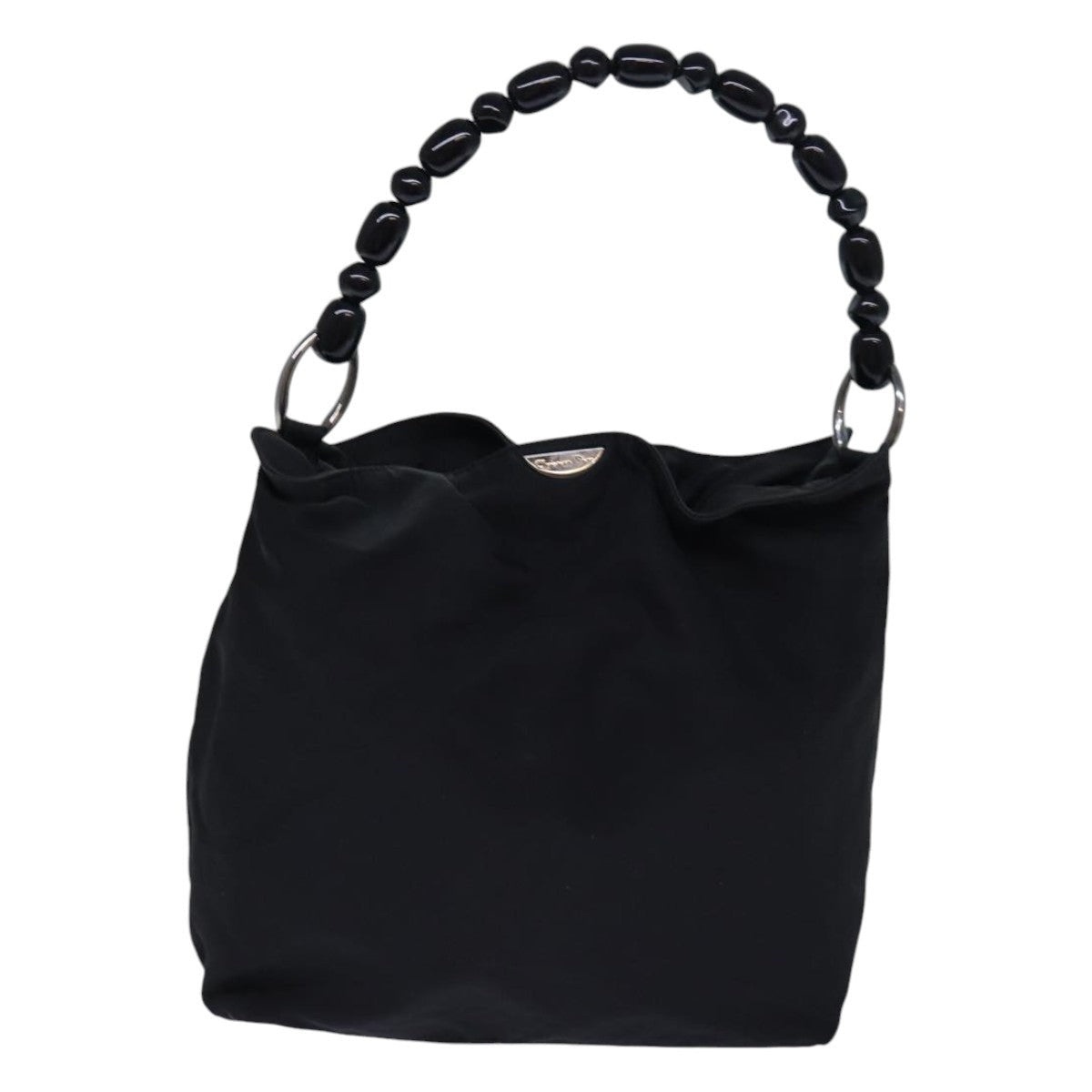 DIOR Maris Pearl Hand Bag Nylon Black Silver - 13