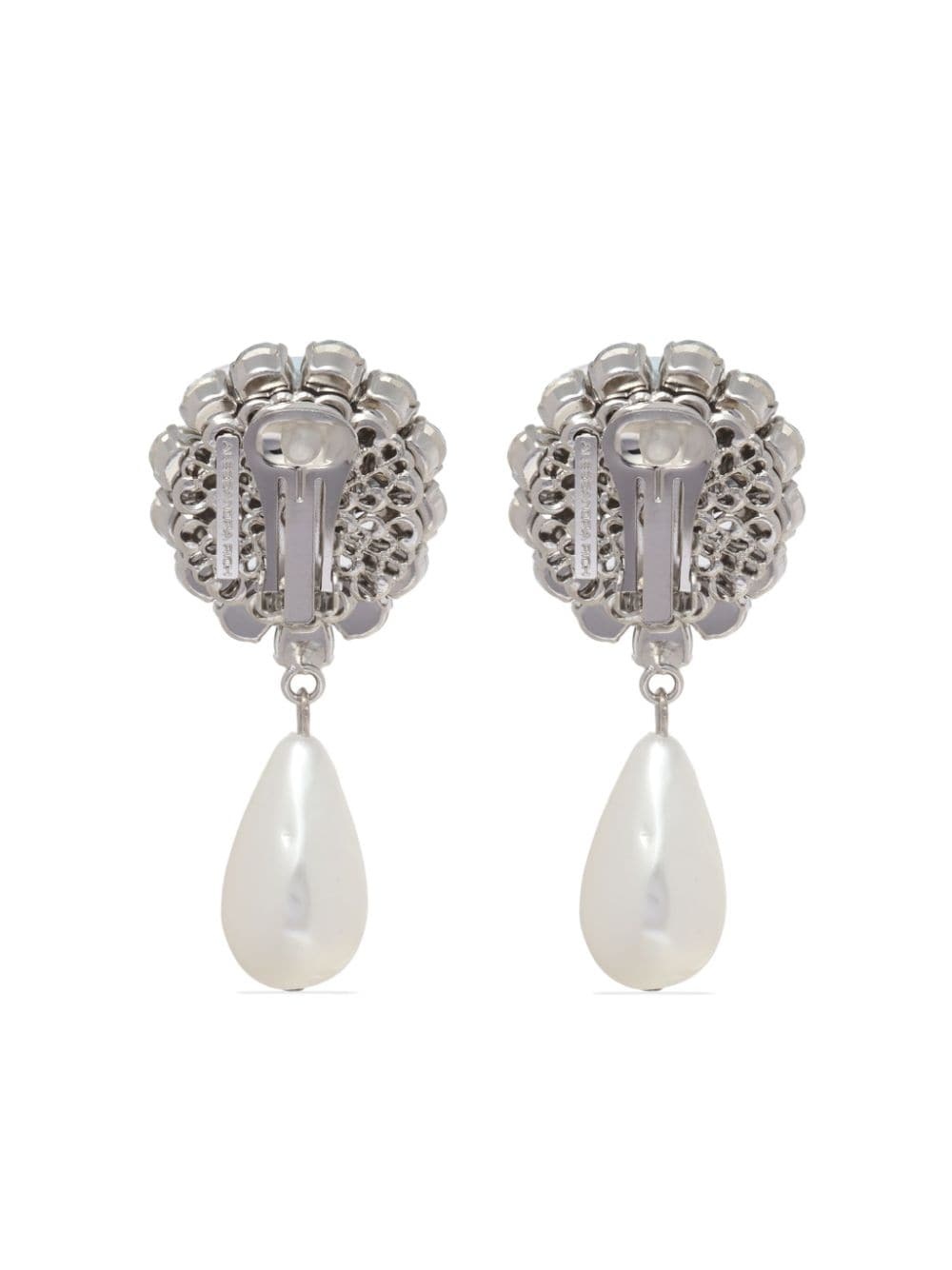 crystal-embellished pearl earrings - 2