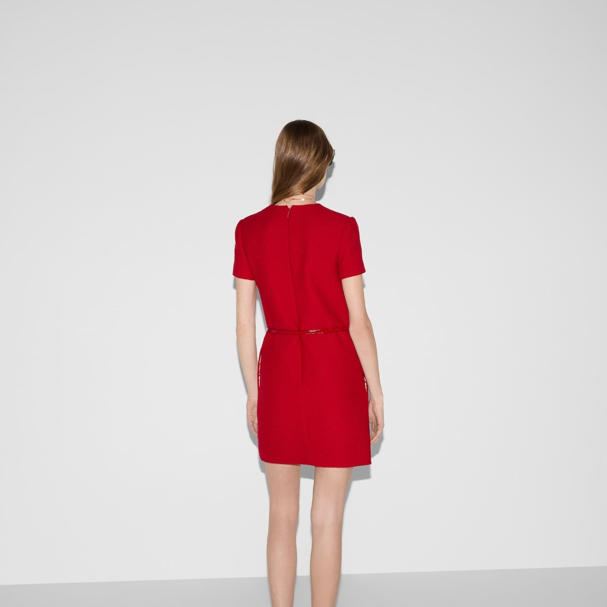 Mini wool bouclé belted dress - 4