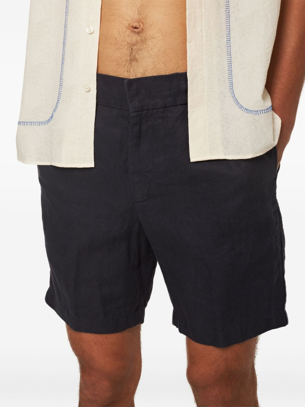 mid-rise linen shorts - 4