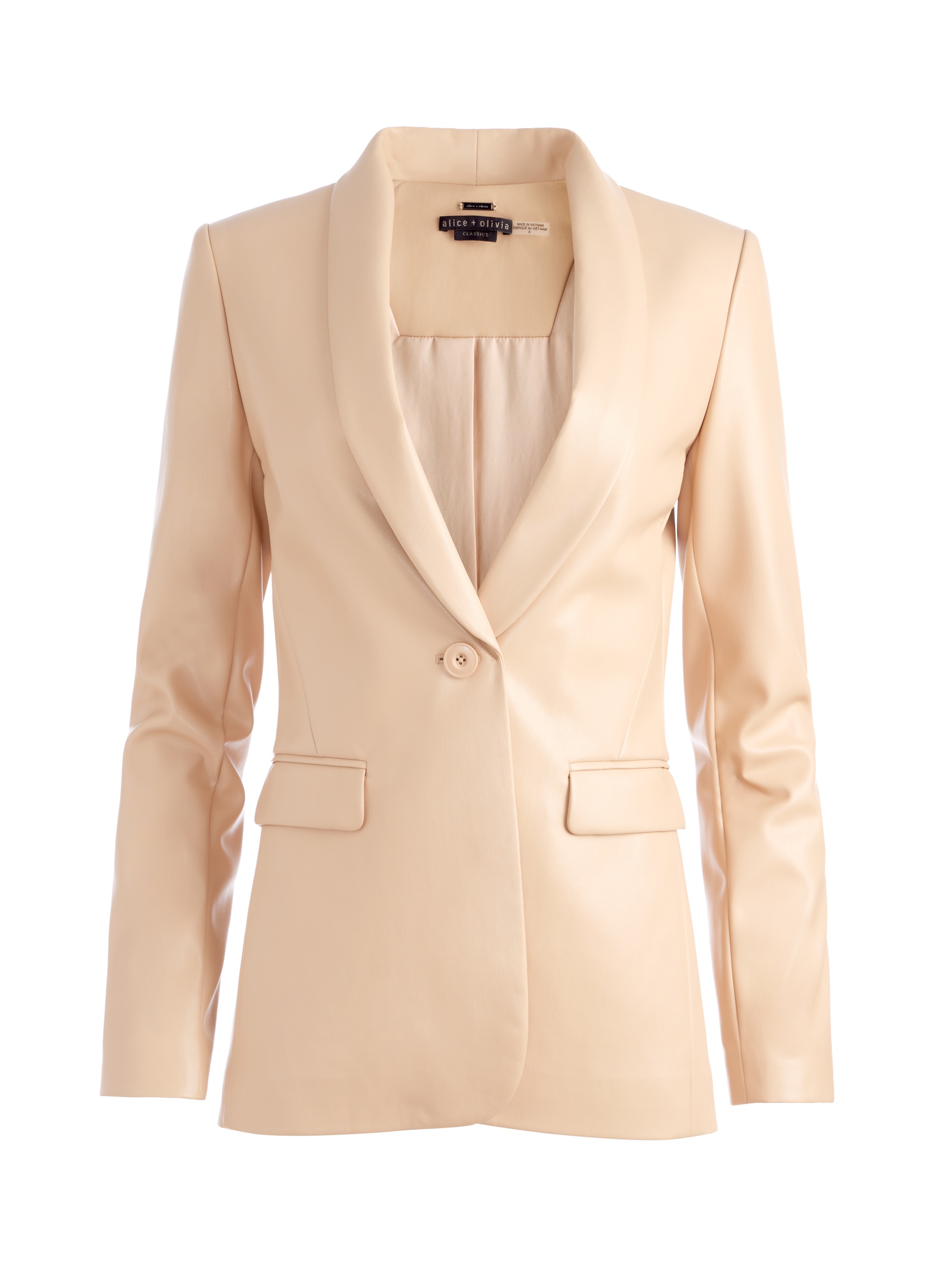 MACEY VEGAN LEATHER SHAWL COLLAR BLAZER - 1