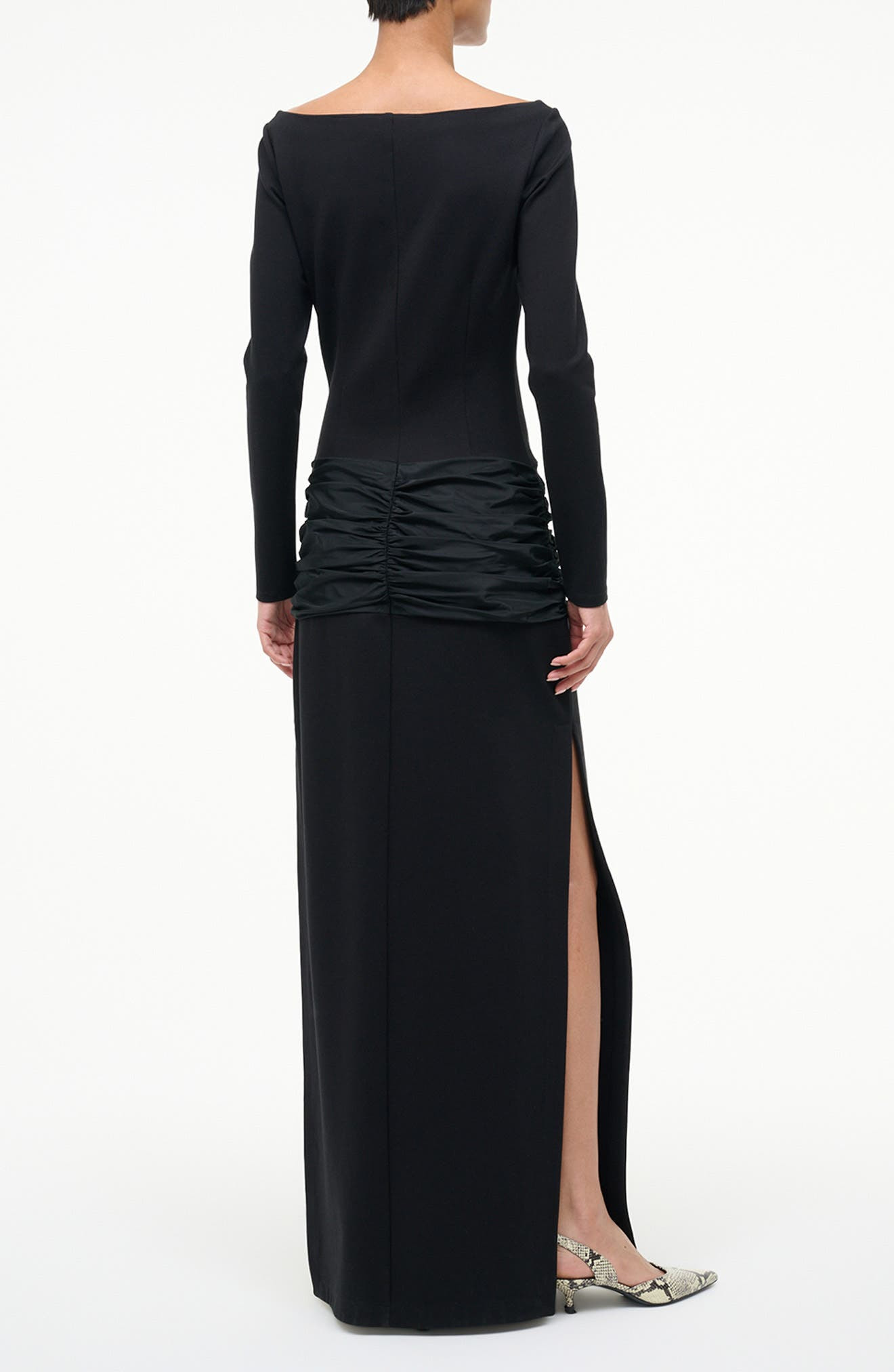 STAUD Holland Mixed Media Long Sleeve Dress in Black at Nordstrom - 2