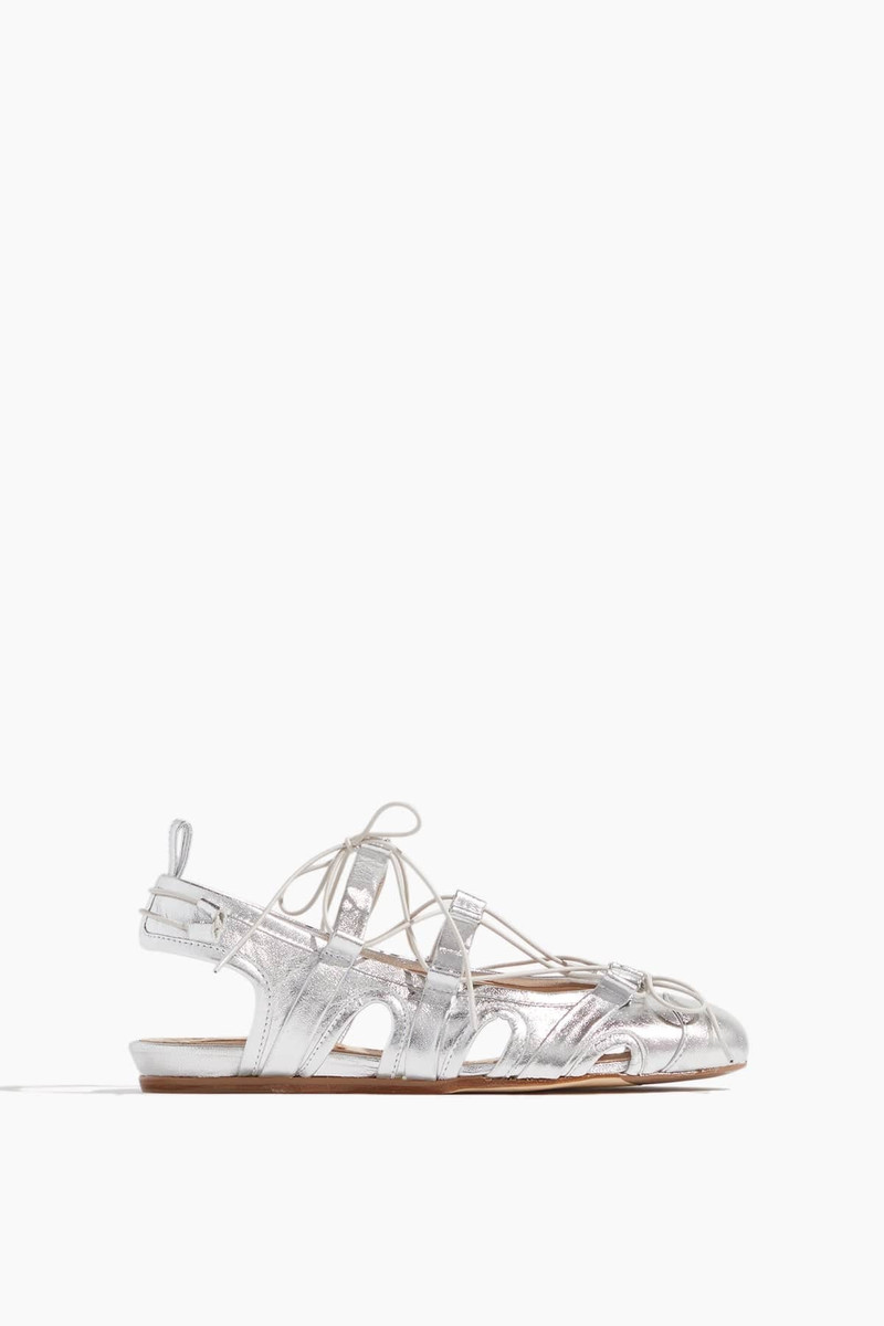 Lace-Up Sporty Ballerina in Silver 1