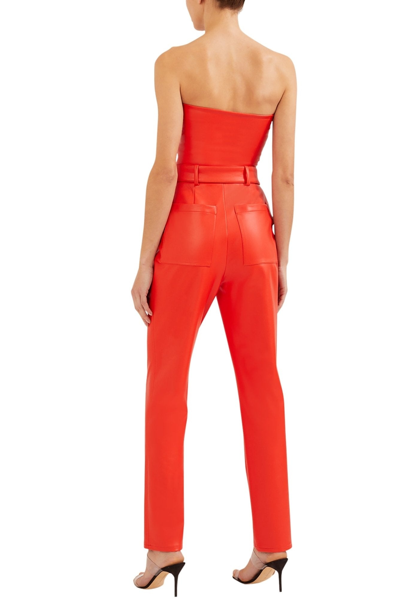Faux Leather High Waisted Belted Jean - 2