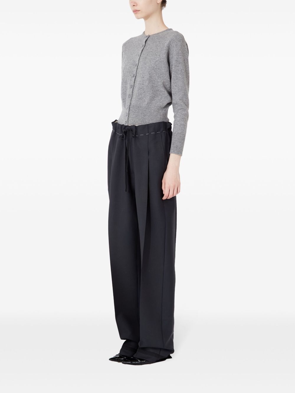 drawstring pressed crease trousers - 7
