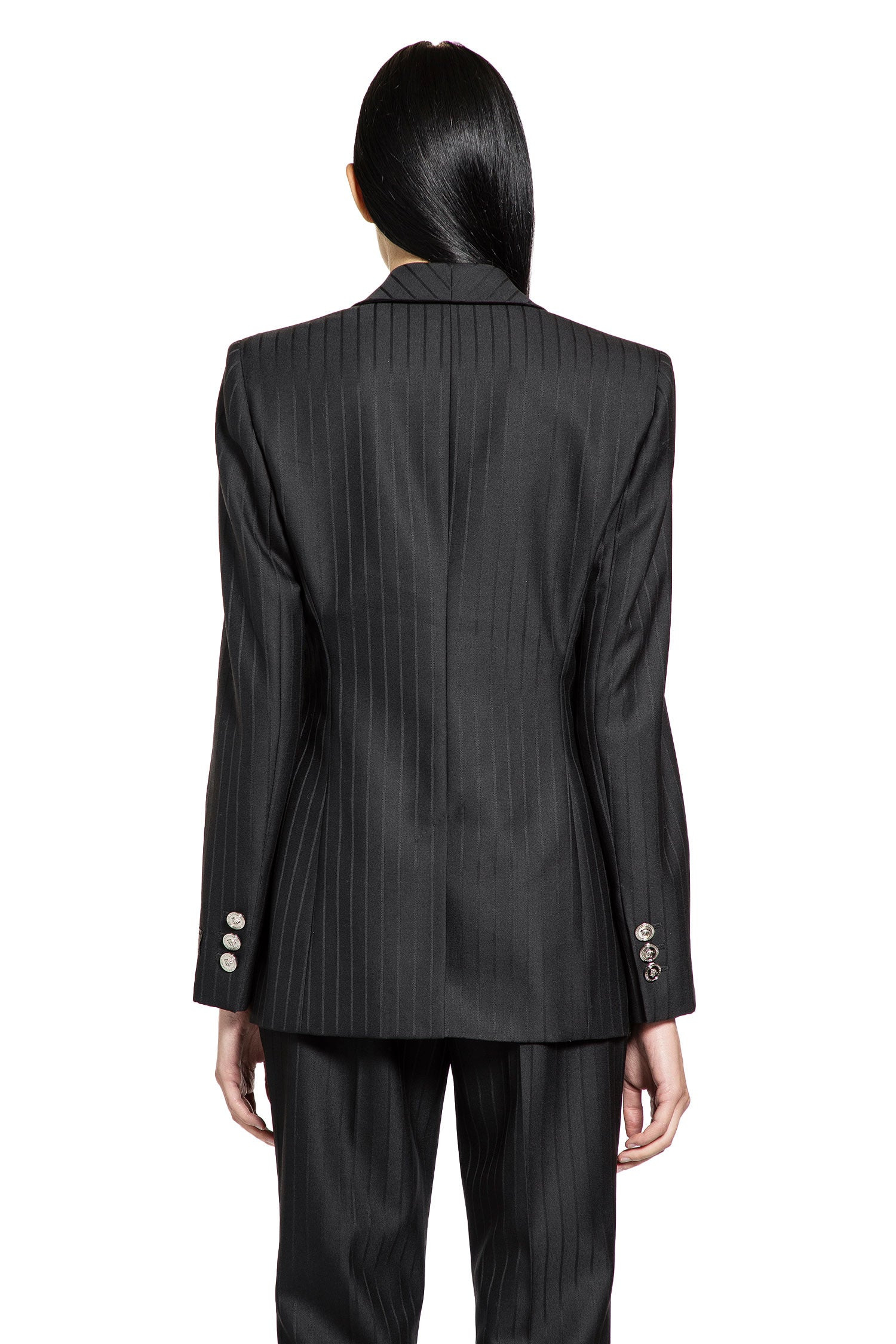 Wool Pinstripe Dv Blazer - 3