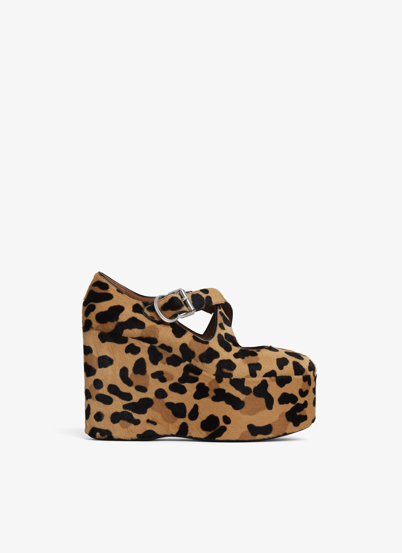 CRISS CROSS WEDGES IN LEOPARD HAIRCALF - 1