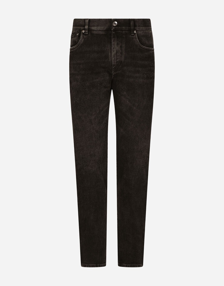 Black skinny jeans with spray-paint DG print - 1