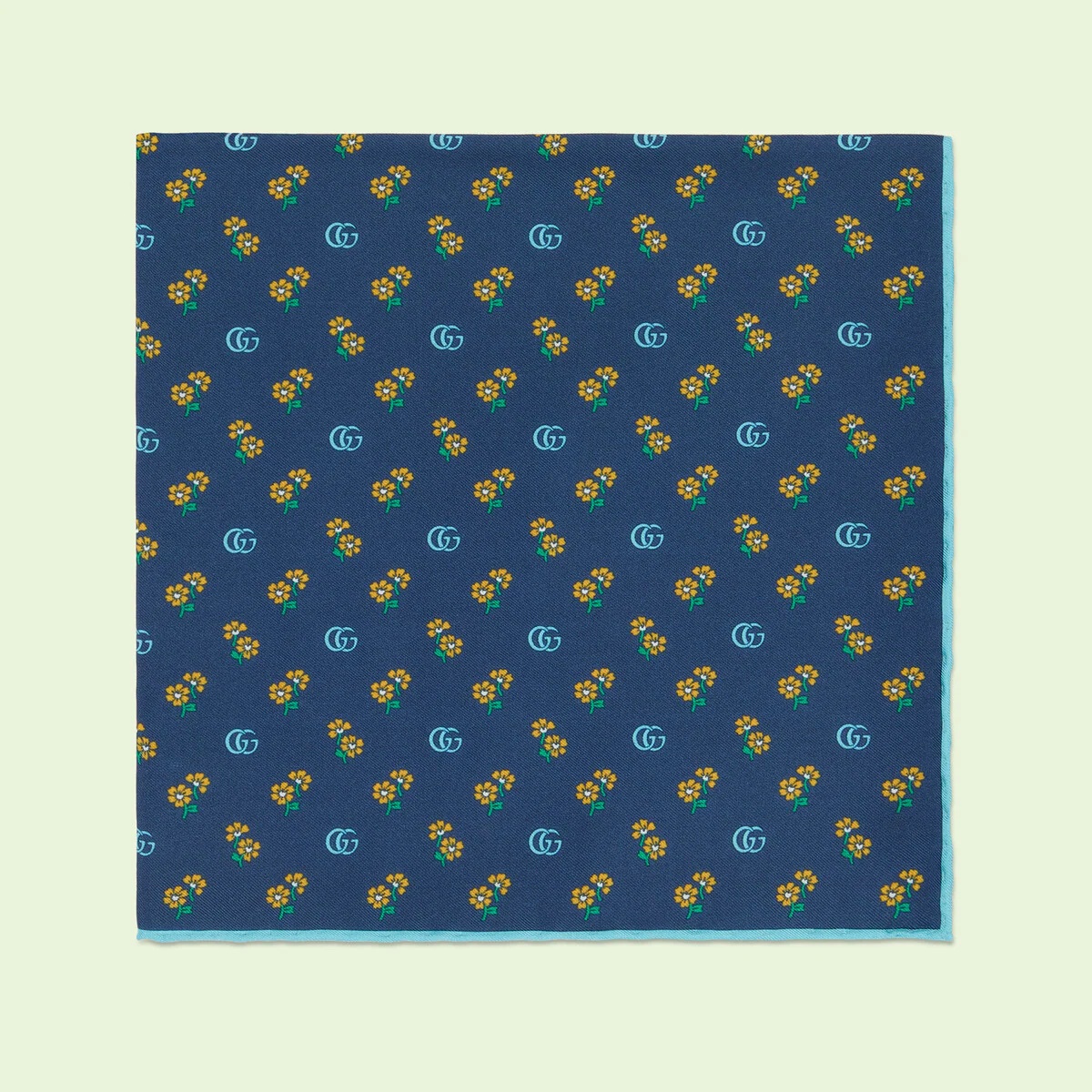 Double G and flowers print silk pocket square - 2