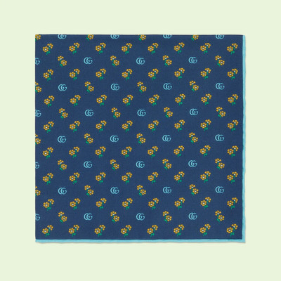 GUCCI Double G and flowers print silk pocket square outlook
