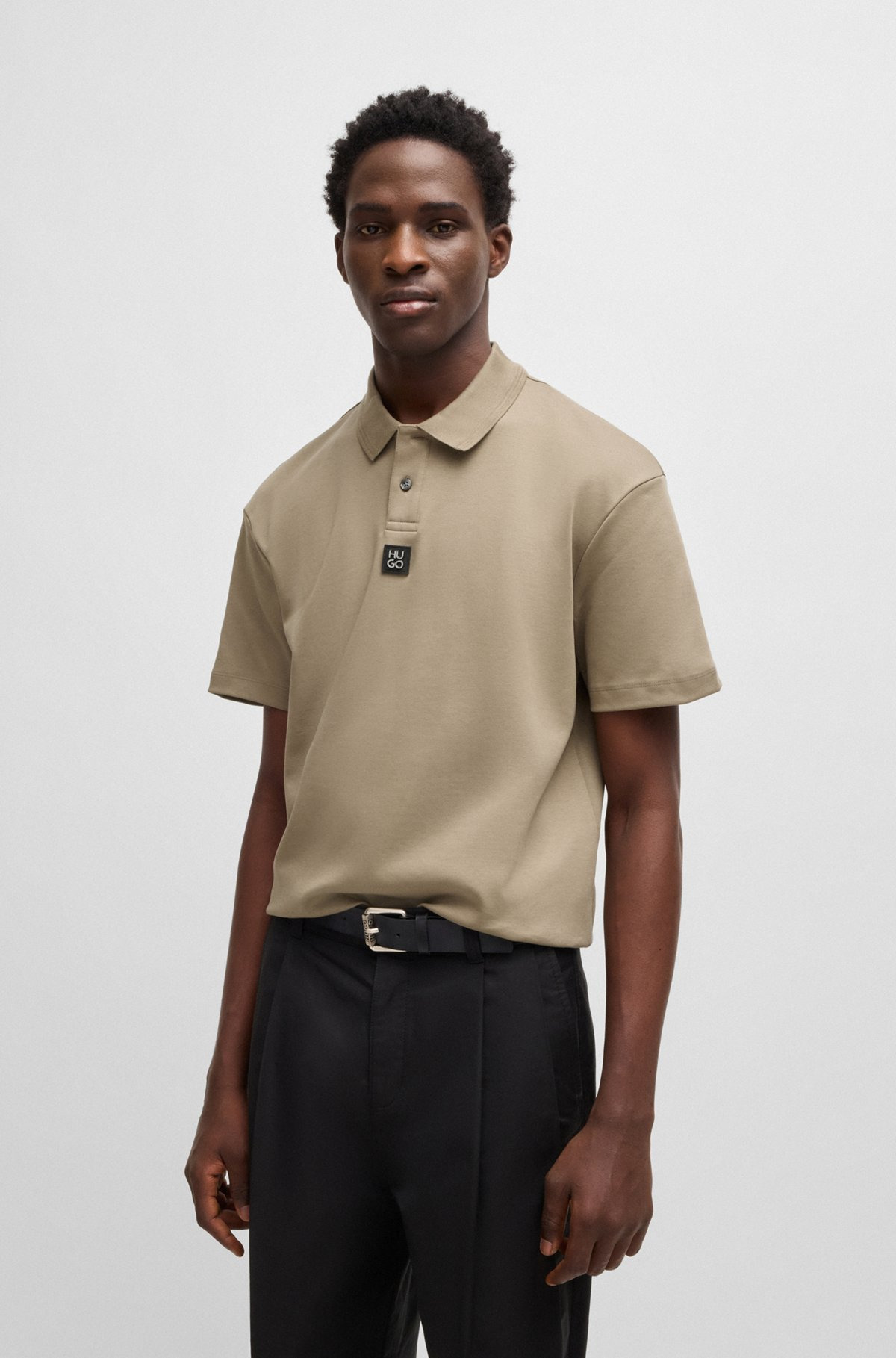 INTERLOCK-COTTON POLO SHIRT WITH STACKED LOGO - 2