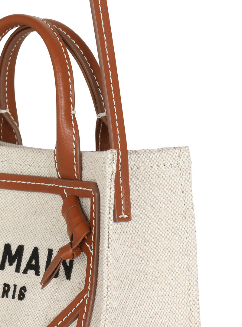 B-Army mini canvas shopping bag with leather inserts 6