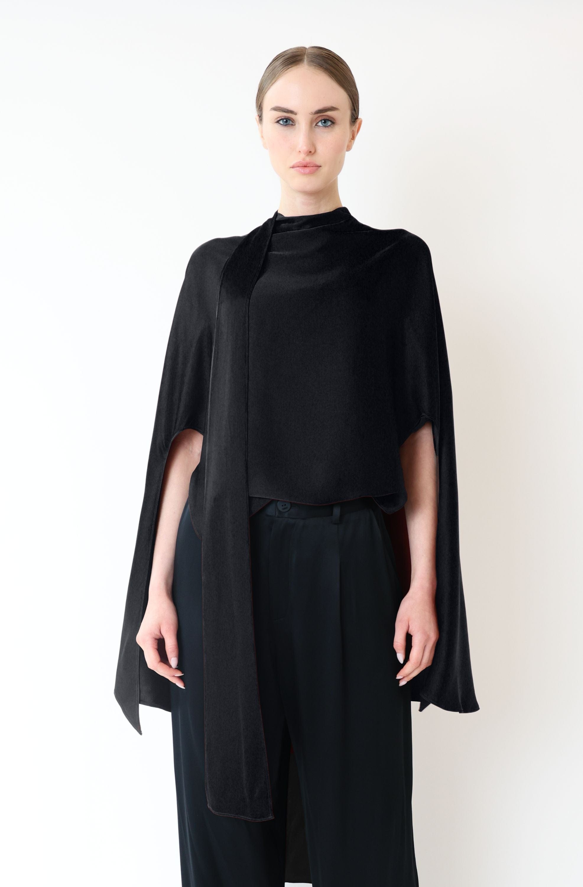 Satin Scarf Cape Top - 2