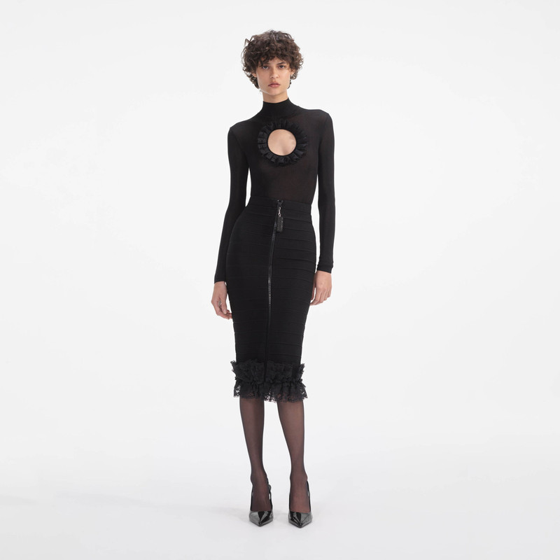 Black Knit Cut Out Bodysuit 1