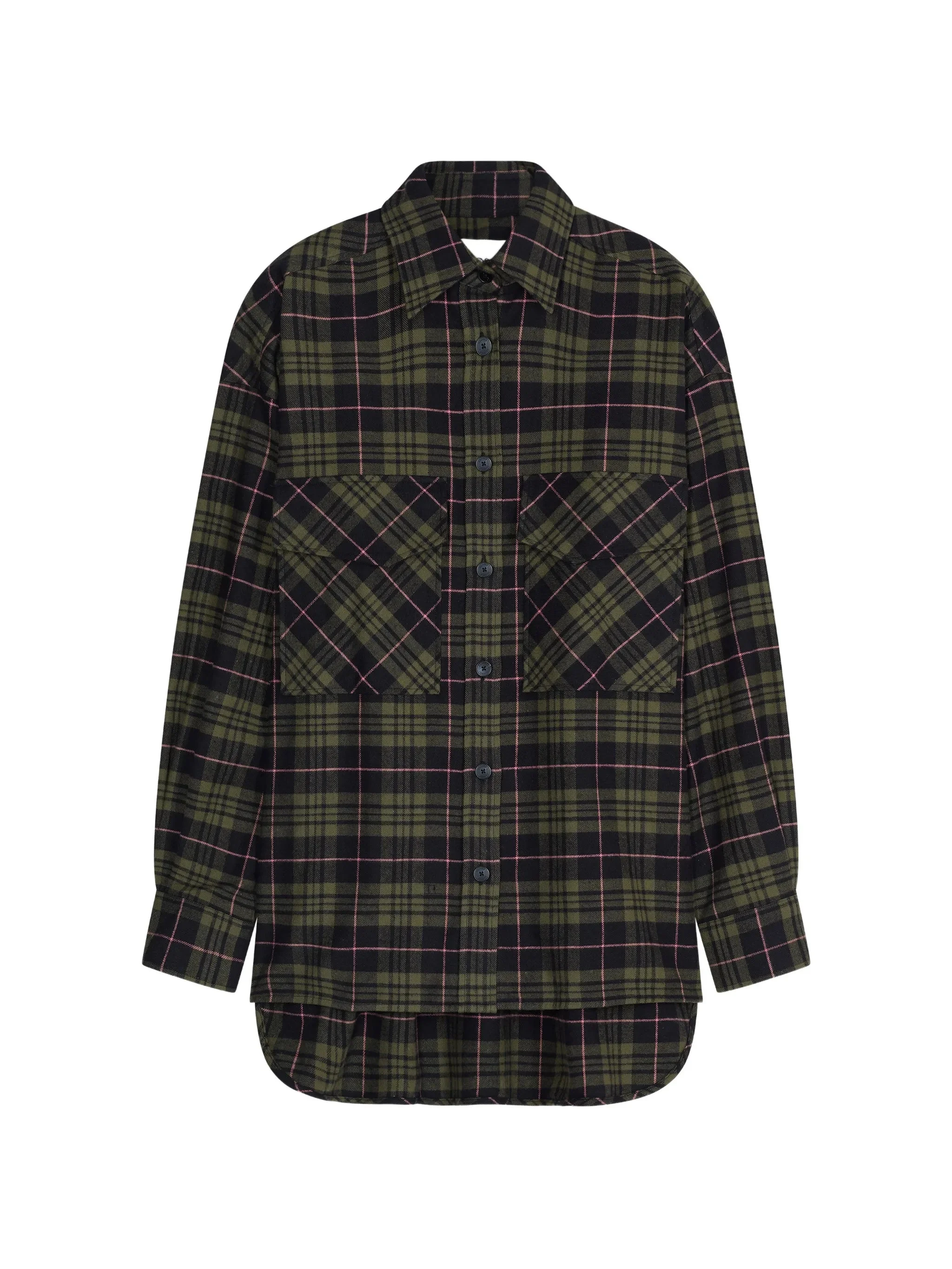 Closed Check-pattern Oversized Shirt - 1
