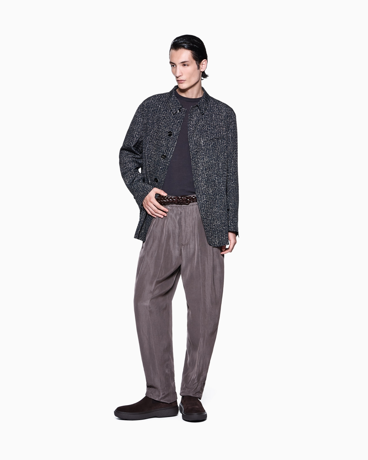 FLAT-FRONT TROUSERS IN FADED LYOCELL CANVAS - 2