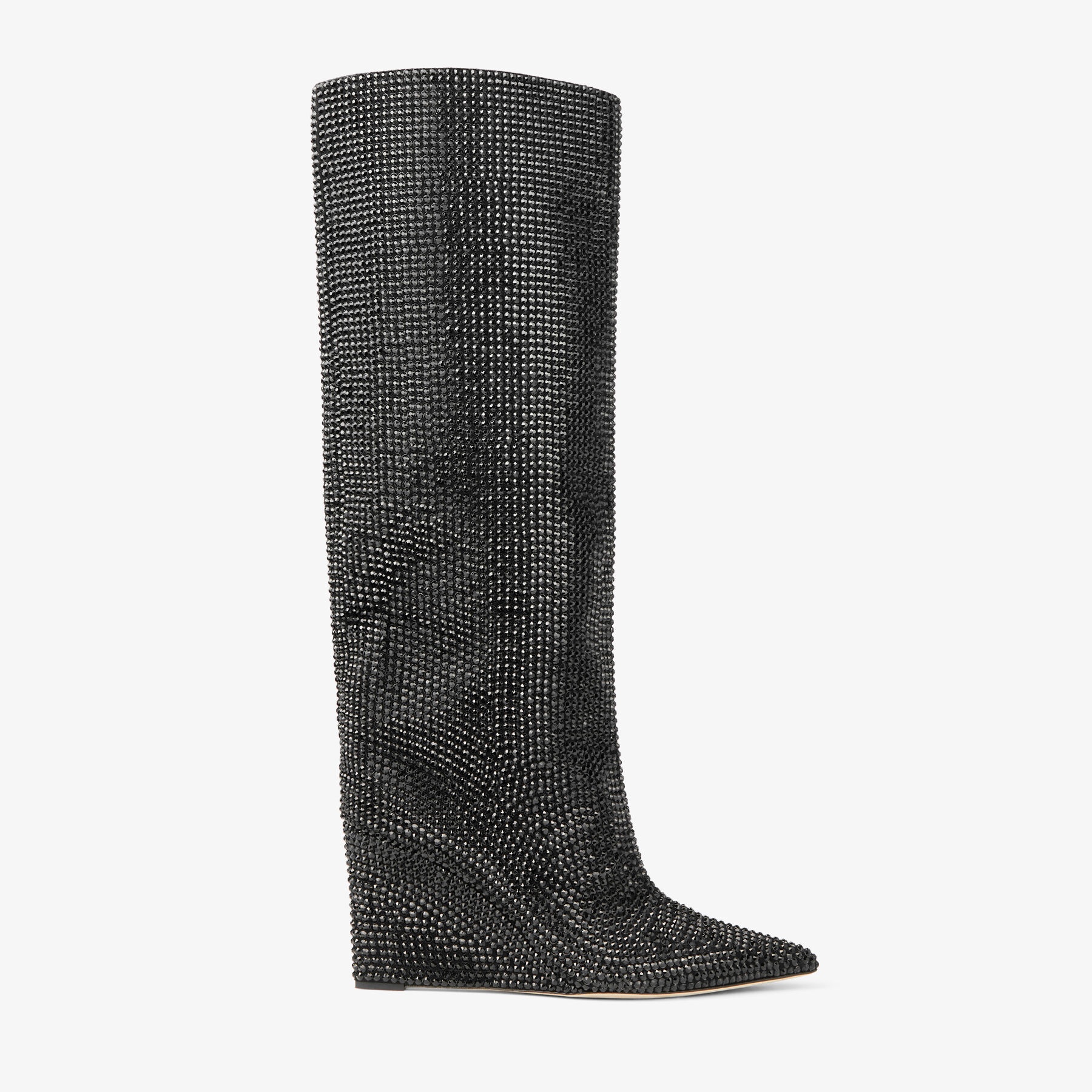 Blake Knee Boot 85
Black Suede Wedge Knee-High Boots with Honeybomb Crystals - 1