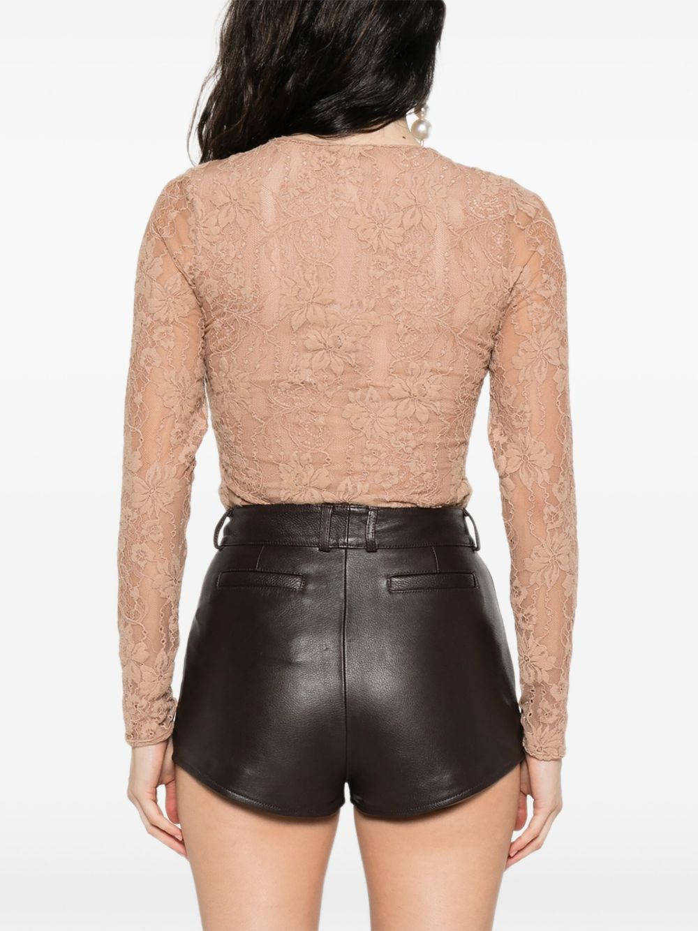 floral-lace bodysuit - 4