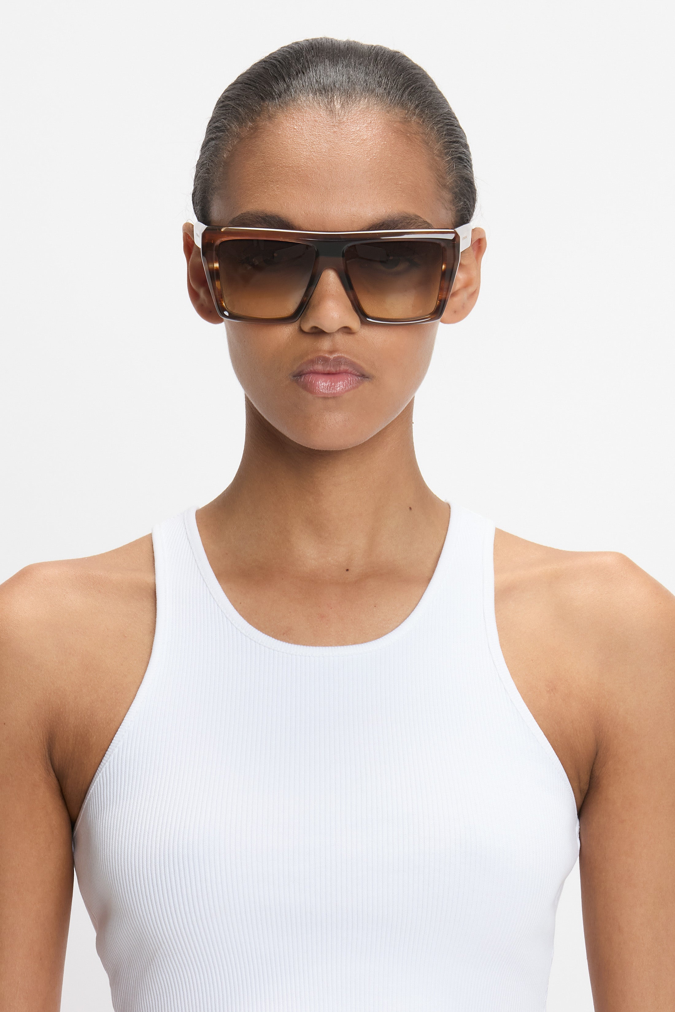 Oversized Acetate Frame Sunglasses In Light Brown Horn - 2