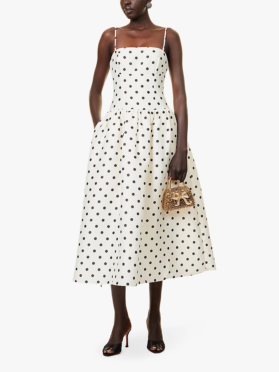 【Self-Portrait】UK発 Polka Dot Taffeta Midi Dress バンドゥ Self Portrait Cream Polka Dot Taffeta Midi Dress | Shopbop