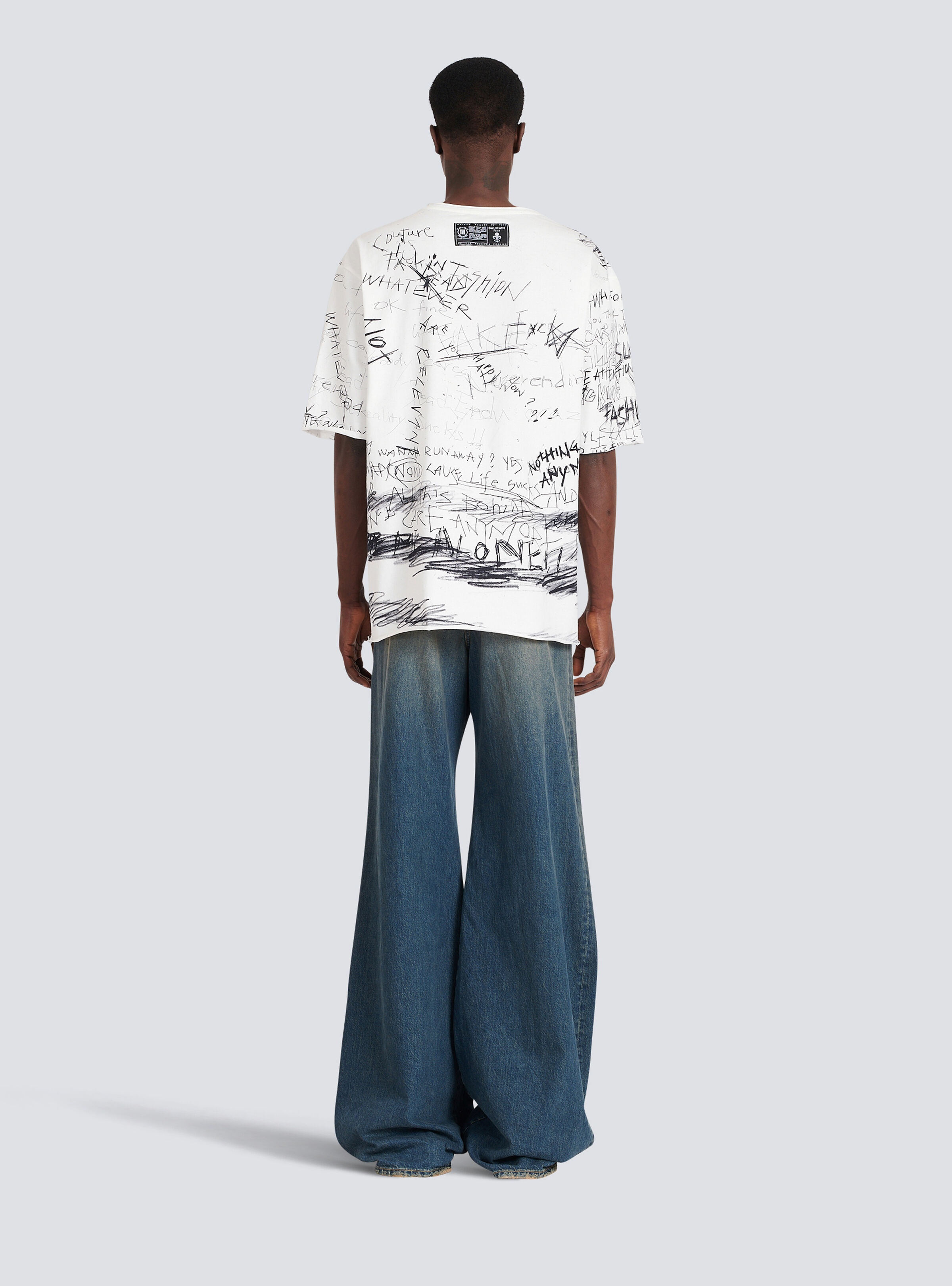 Oversized “GO AWAY” print cotton T-shirt - 4
